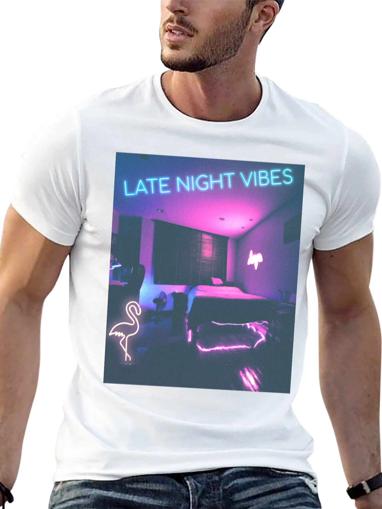 Late Night Vibes Graphic Tee - Neon Room Design