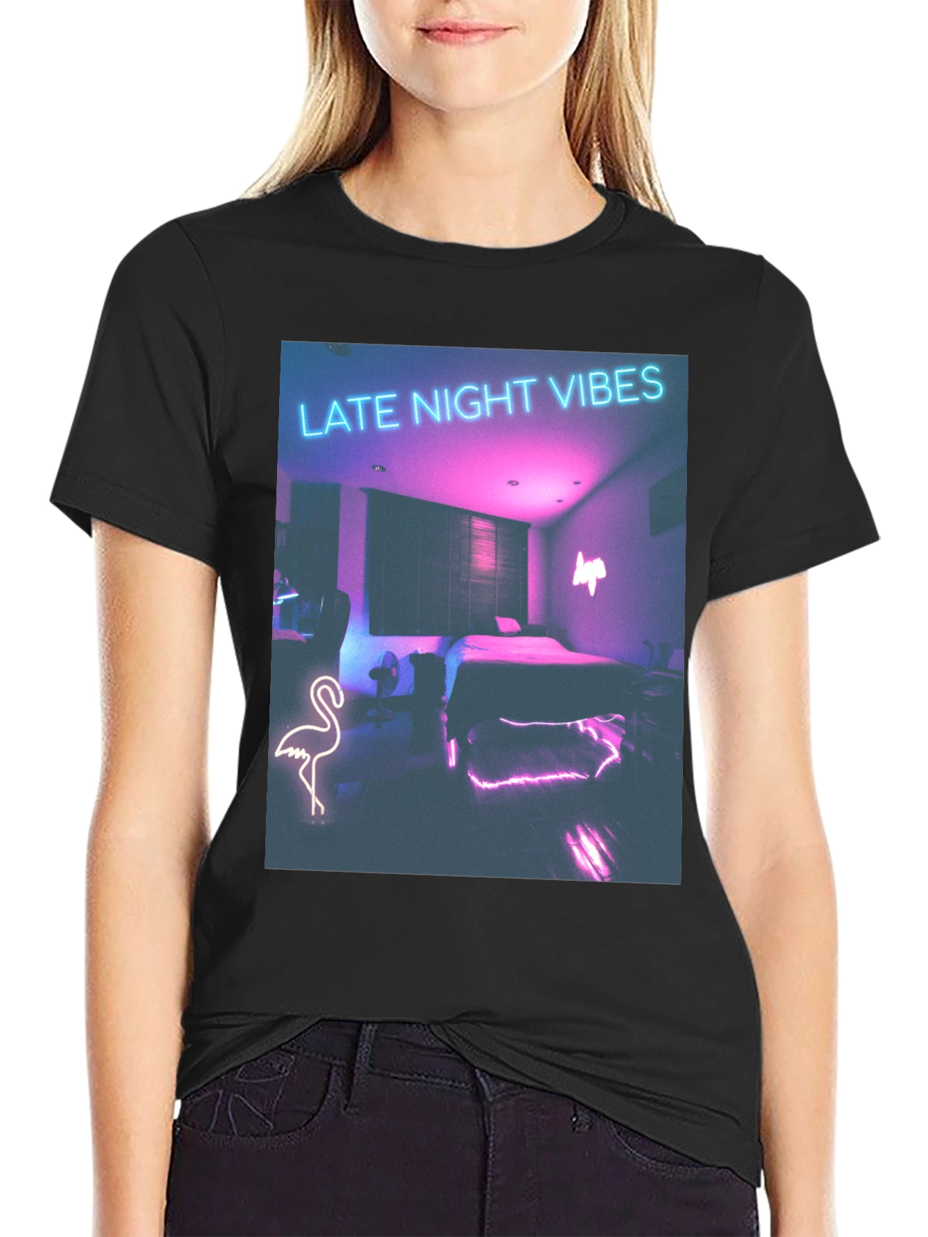 Late Night Vibes Graphic Tee - Neon Room Design