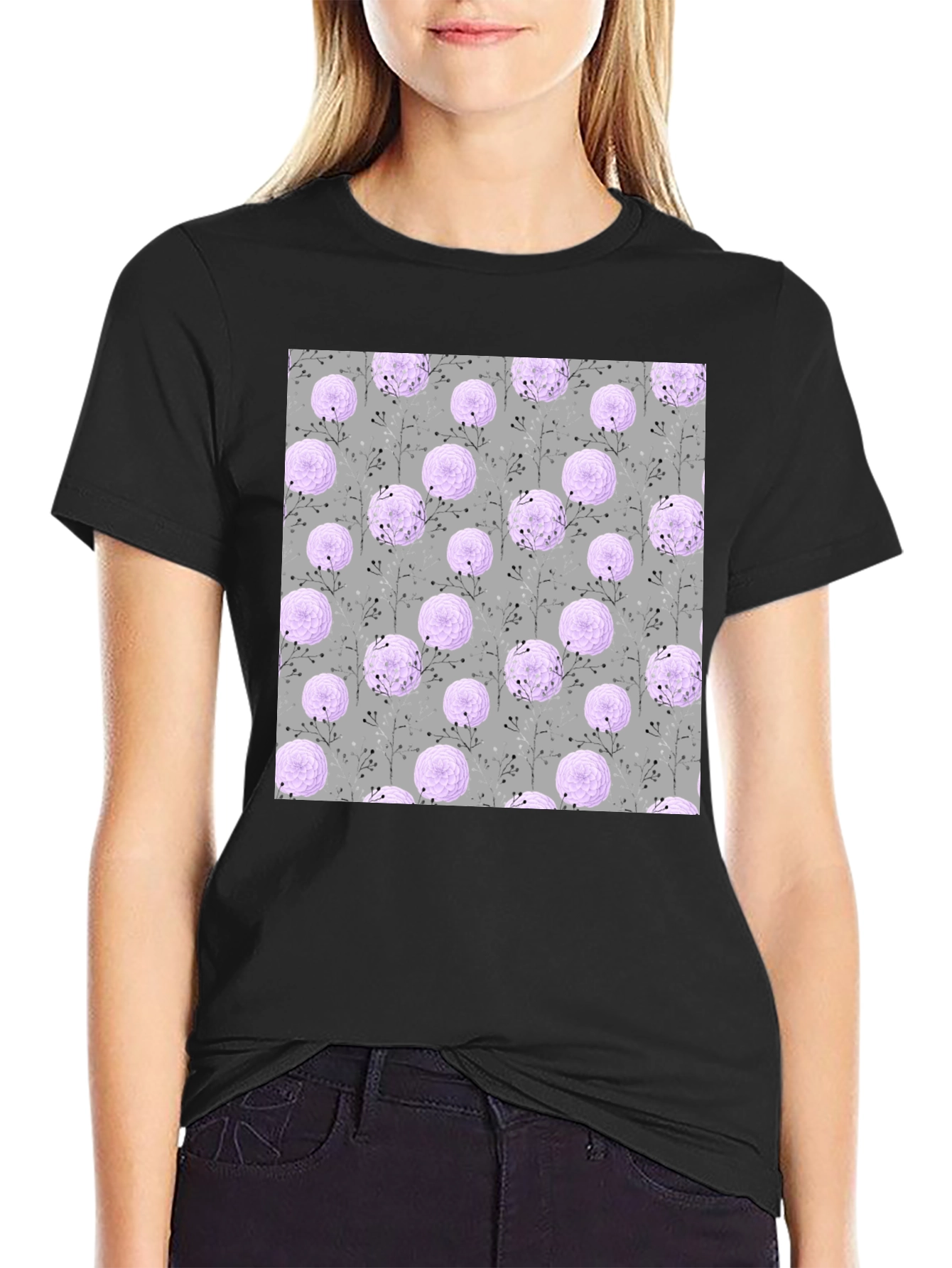 Floral Pattern Crew Neck T-Shirt