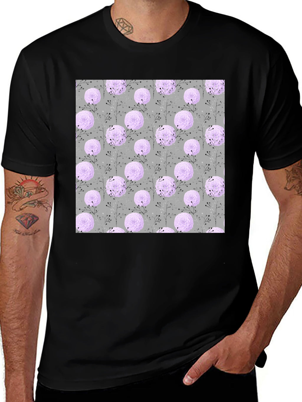 Floral Pattern Crew Neck T-Shirt