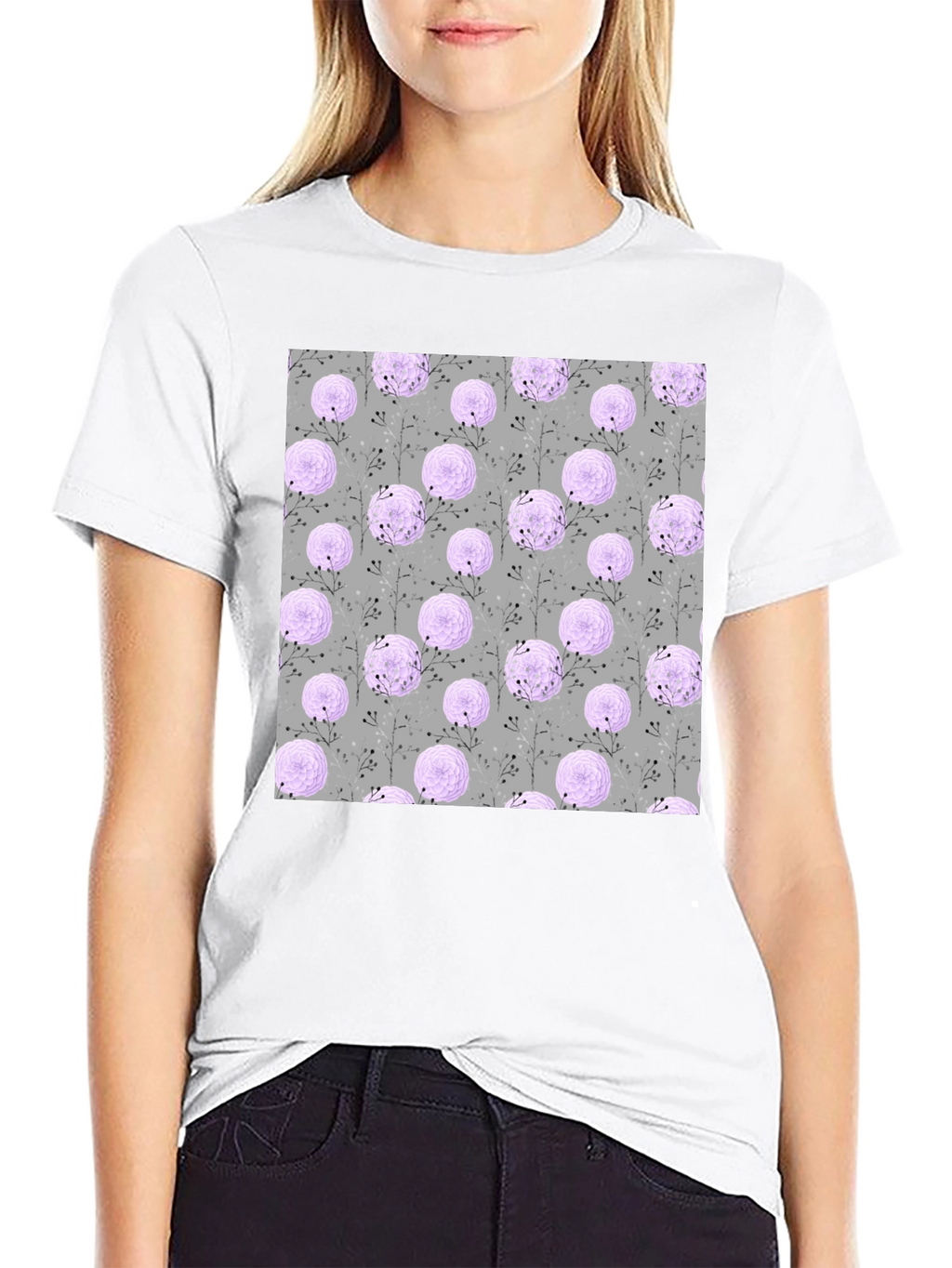 Floral Pattern Crew Neck T-Shirt