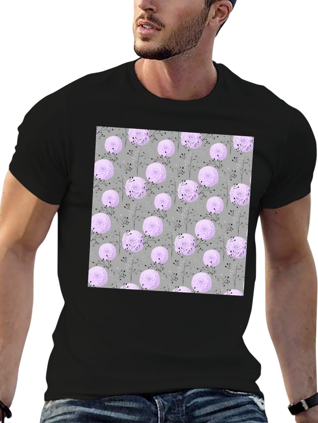 Floral Pattern Crew Neck T-Shirt