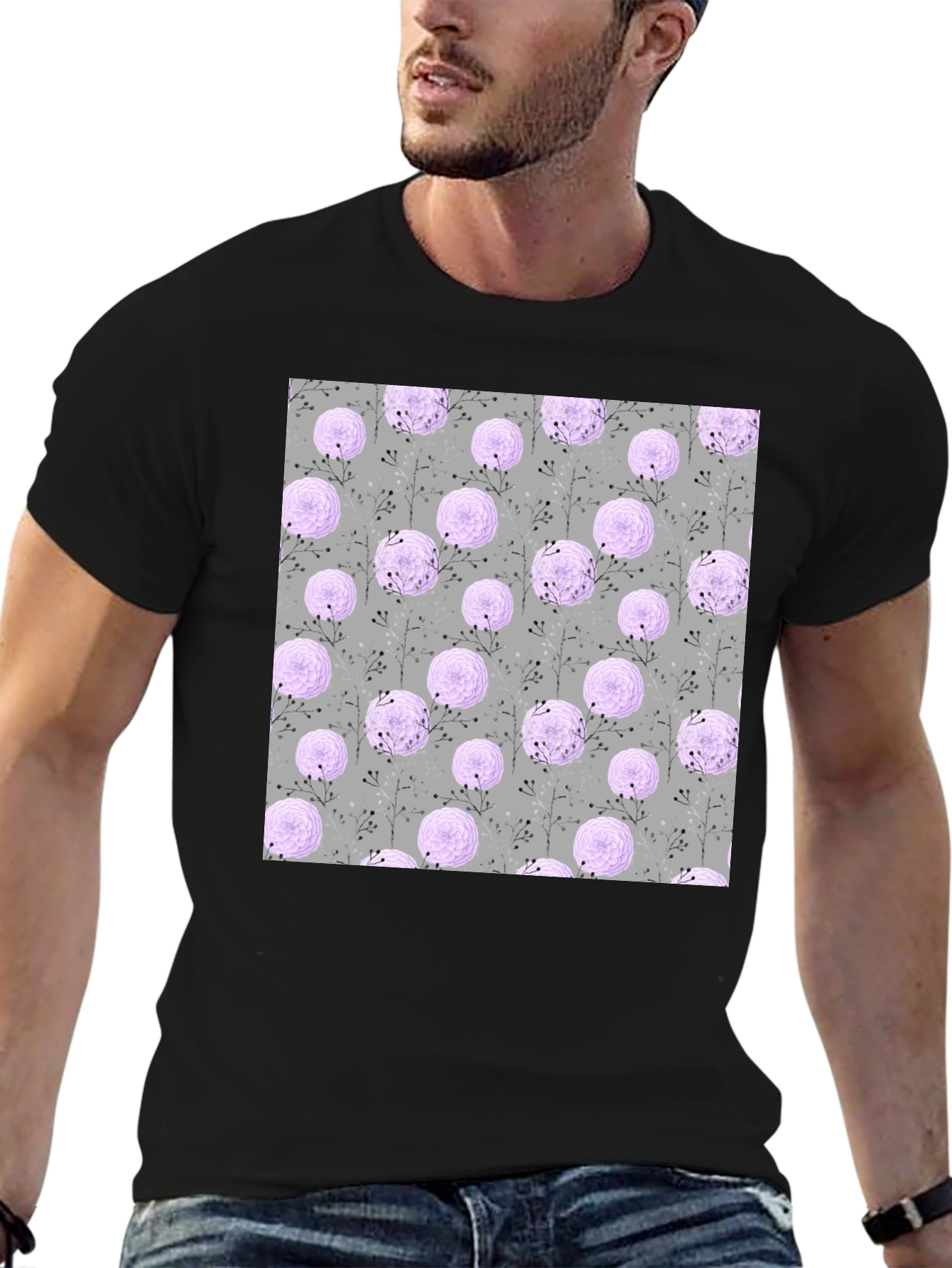Floral Pattern Crew Neck T-Shirt