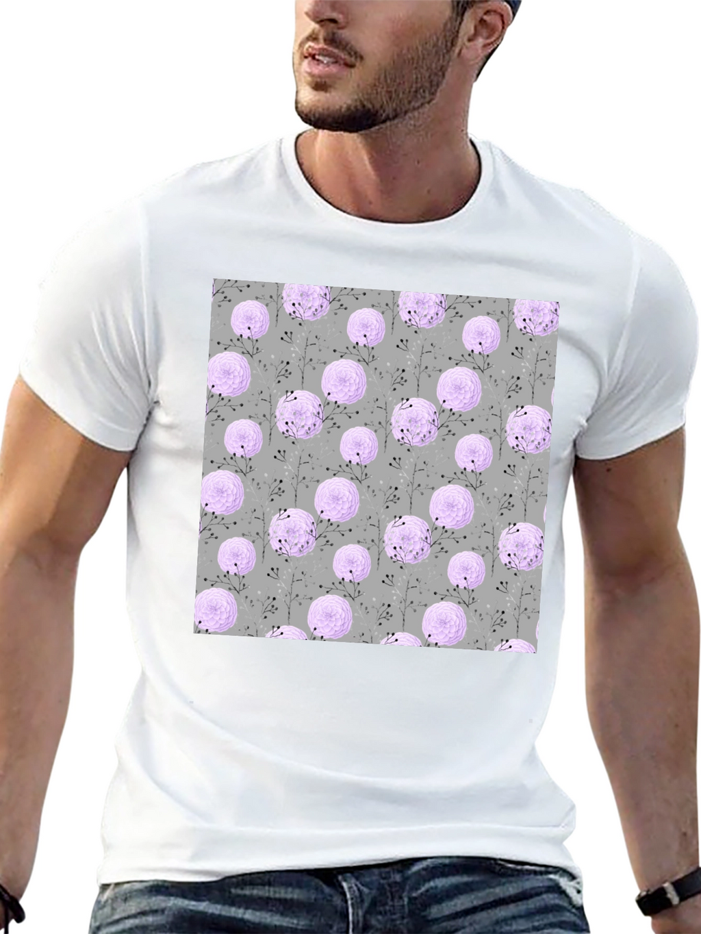 Floral Pattern Crew Neck T-Shirt