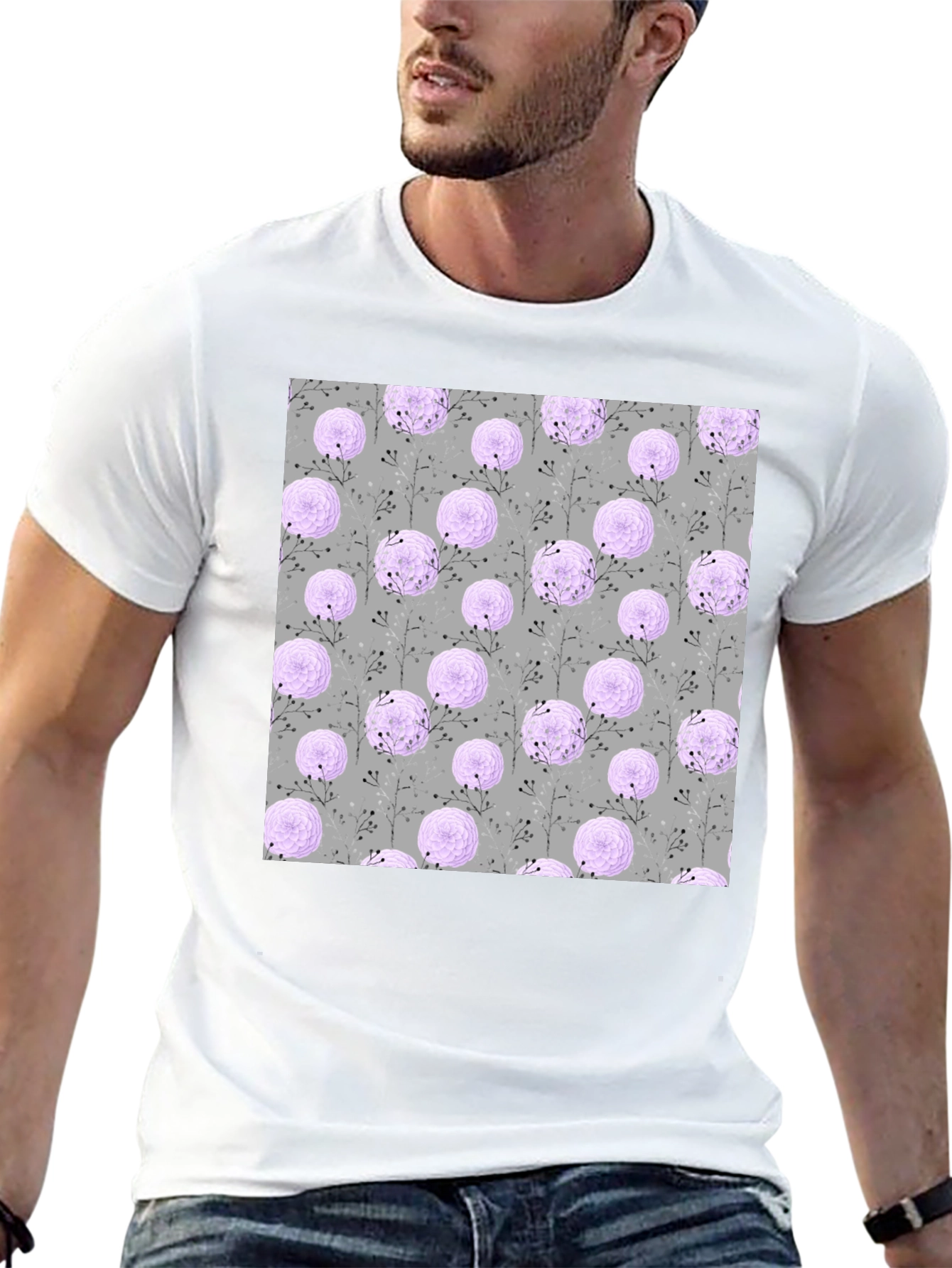 Floral Pattern Crew Neck T-Shirt