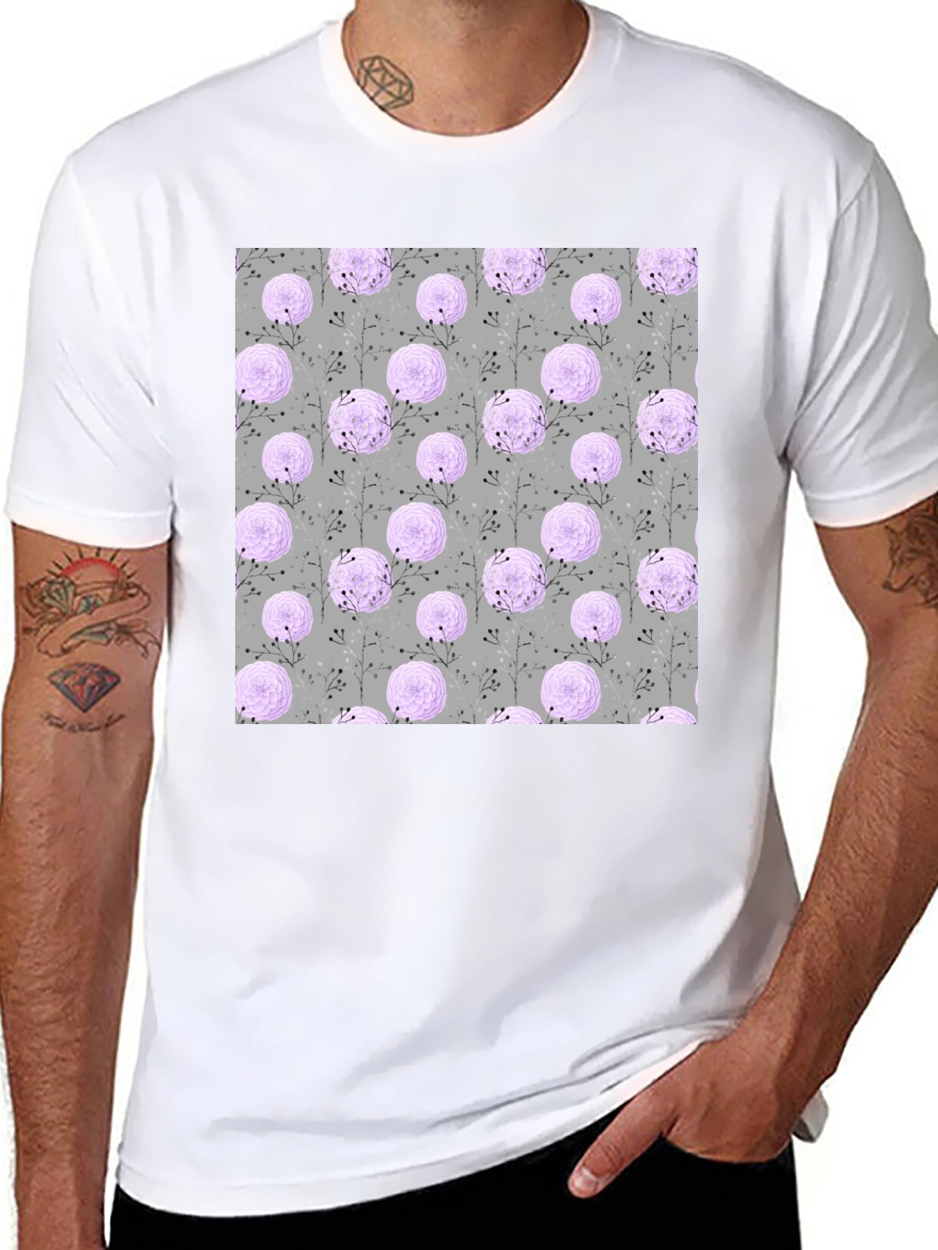 Floral Pattern Crew Neck T-Shirt