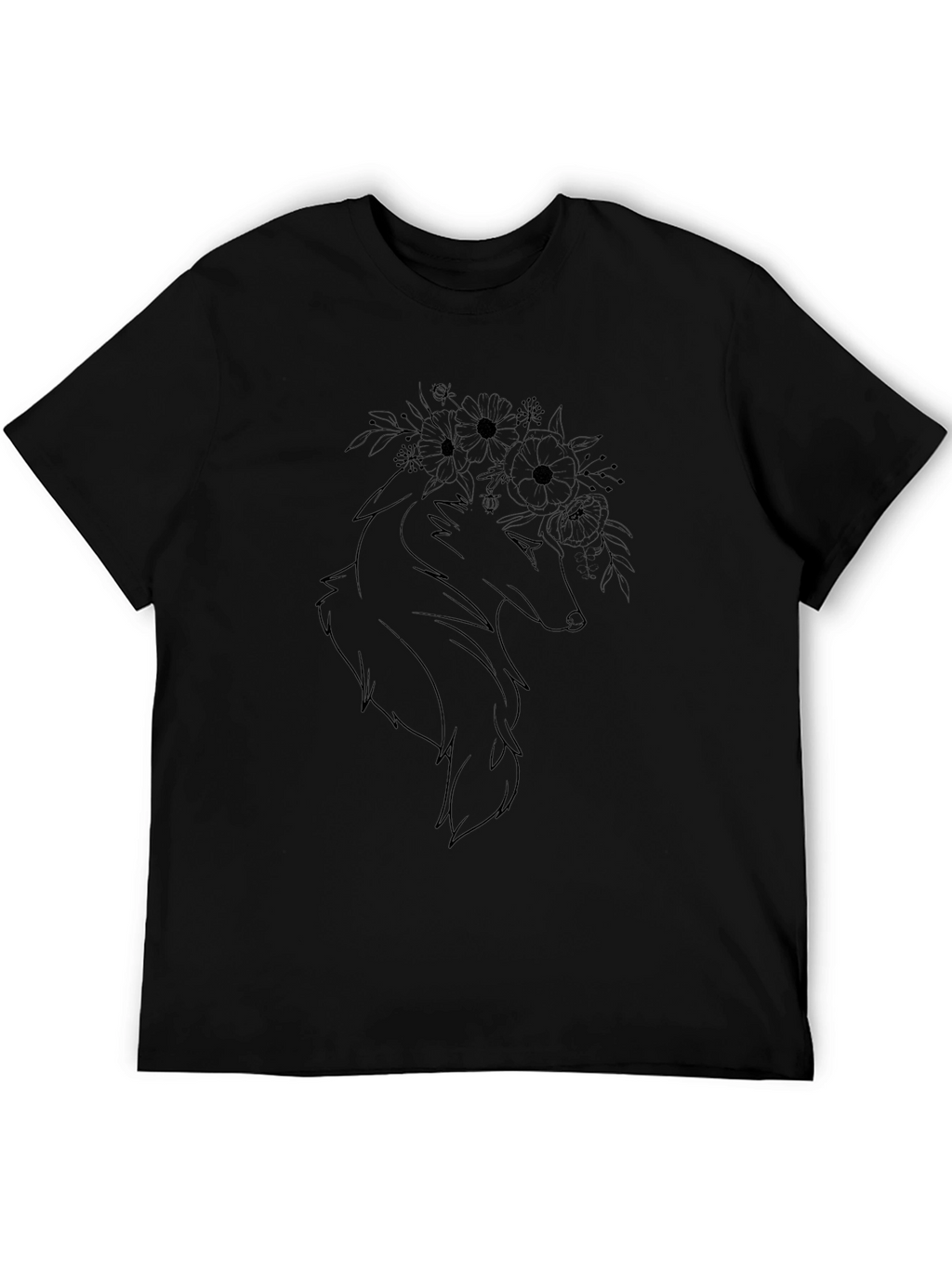 Floral Wolf Graphic T-Shirt - Stylish Mens Tee