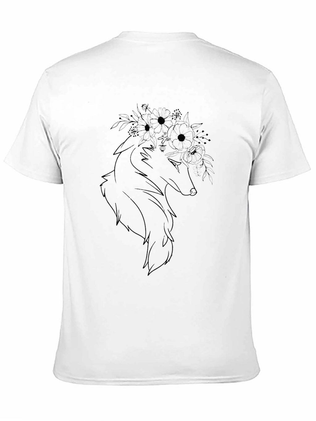 Floral Wolf Graphic T-Shirt - Stylish Mens Tee