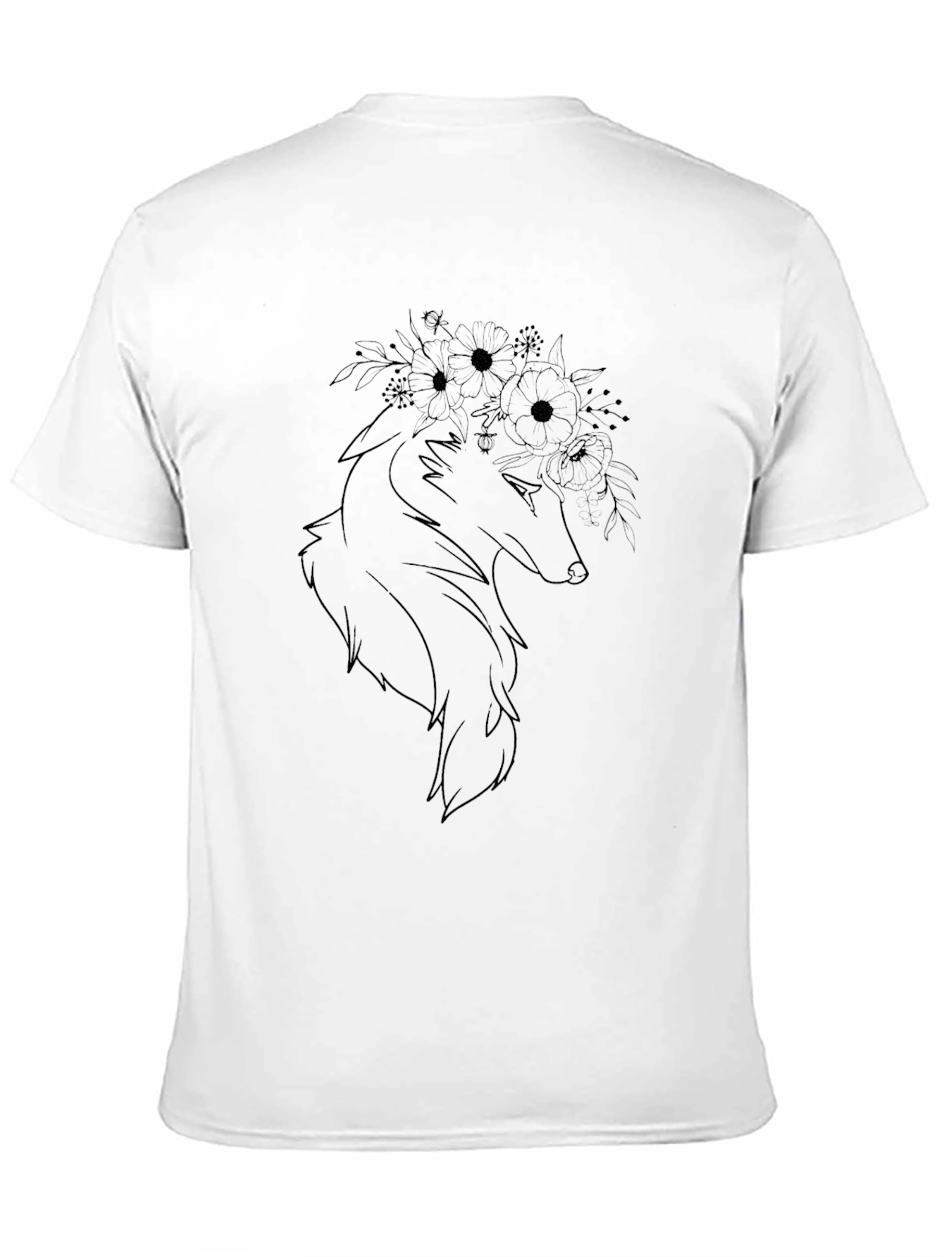 Floral Wolf Graphic T-Shirt - Stylish Mens Tee