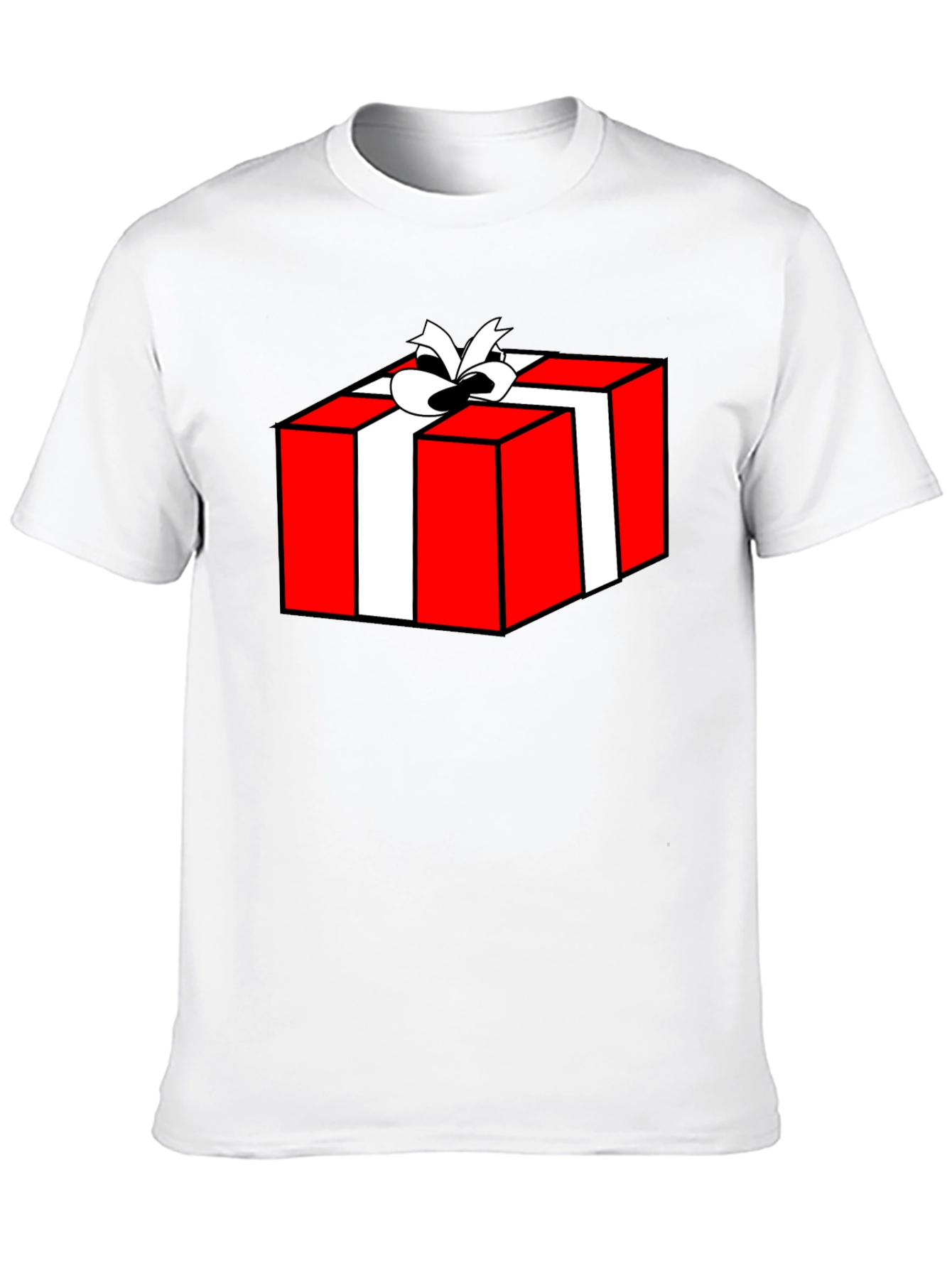 Festive Gift Box Graphic Tee - Black Cotton T-Shirt