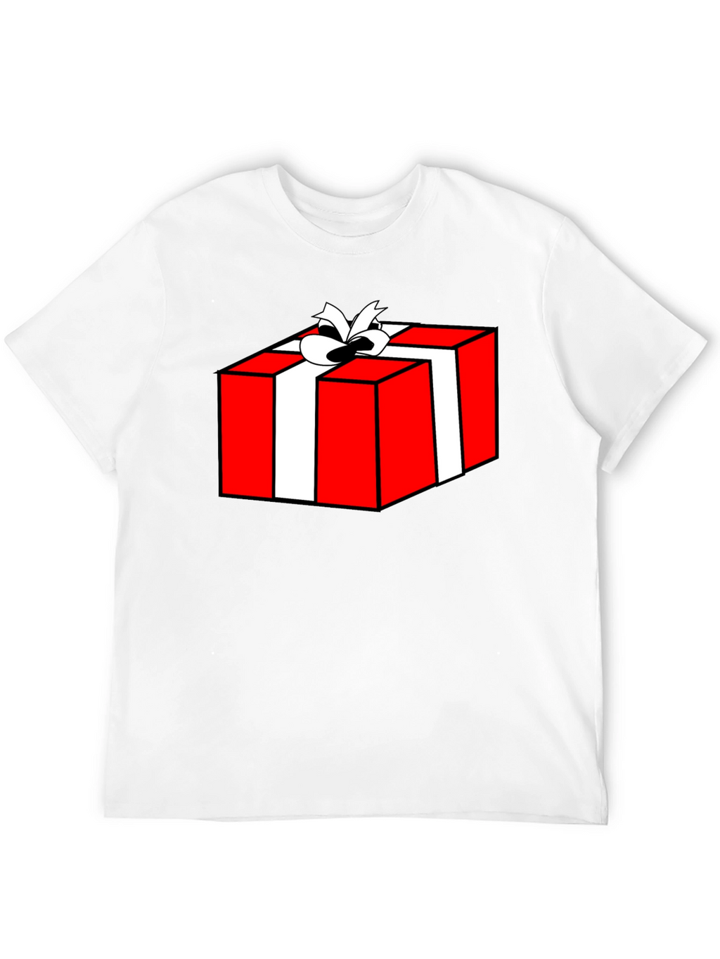 Festive Gift Box Graphic Tee - Black Cotton T-Shirt
