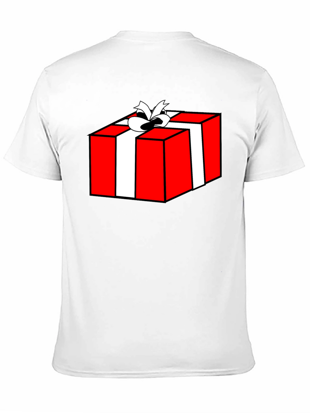 Festive Gift Box Graphic Tee - Black Cotton T-Shirt