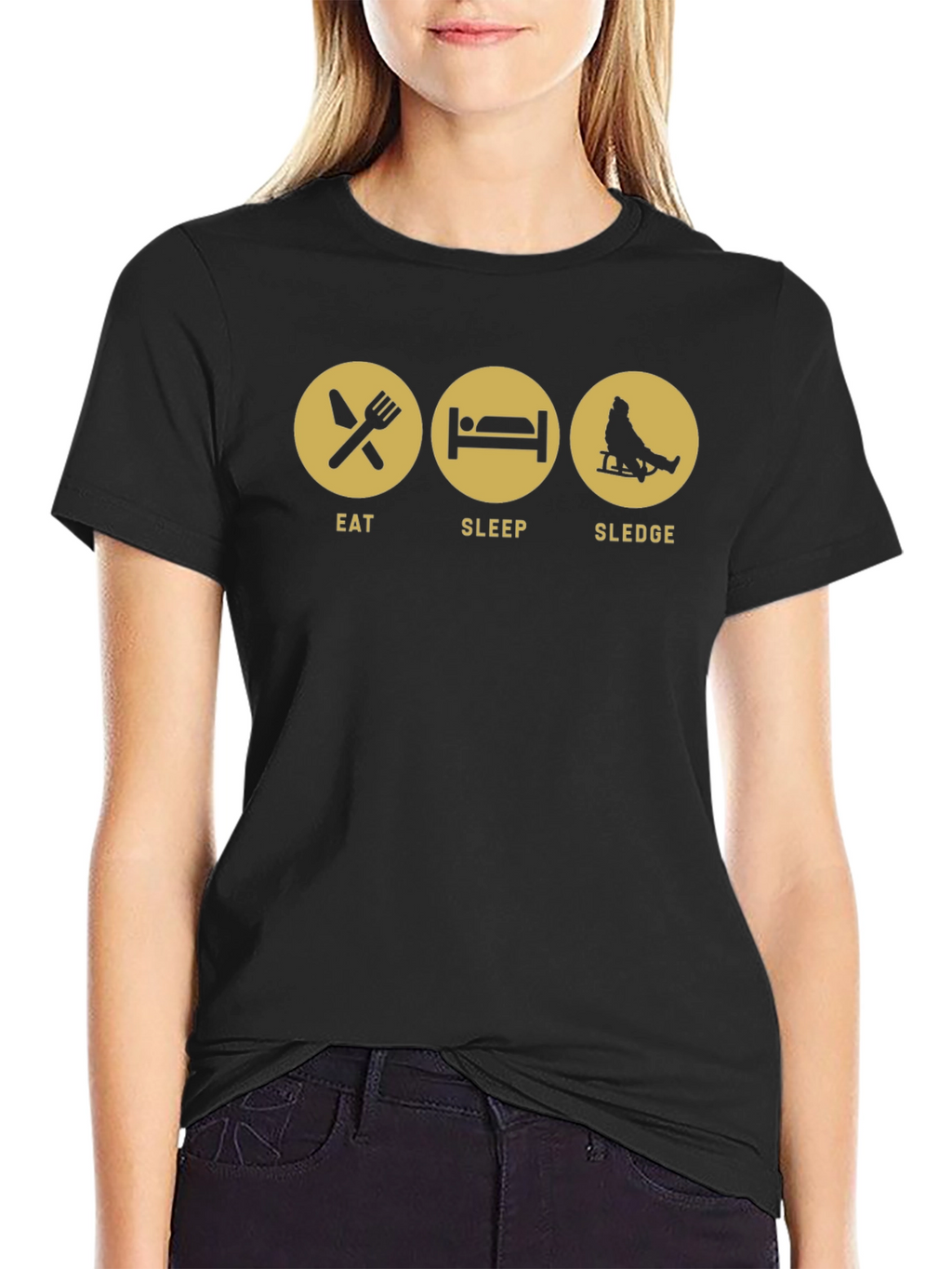 Eat Sleep Sledge Black Graphic Tee