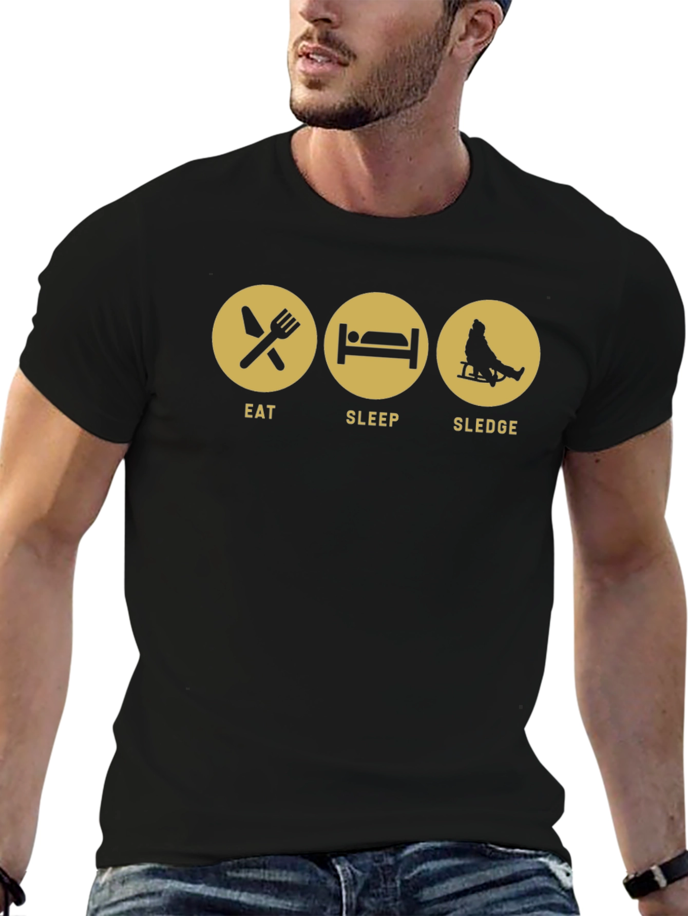 Eat Sleep Sledge Black Graphic Tee
