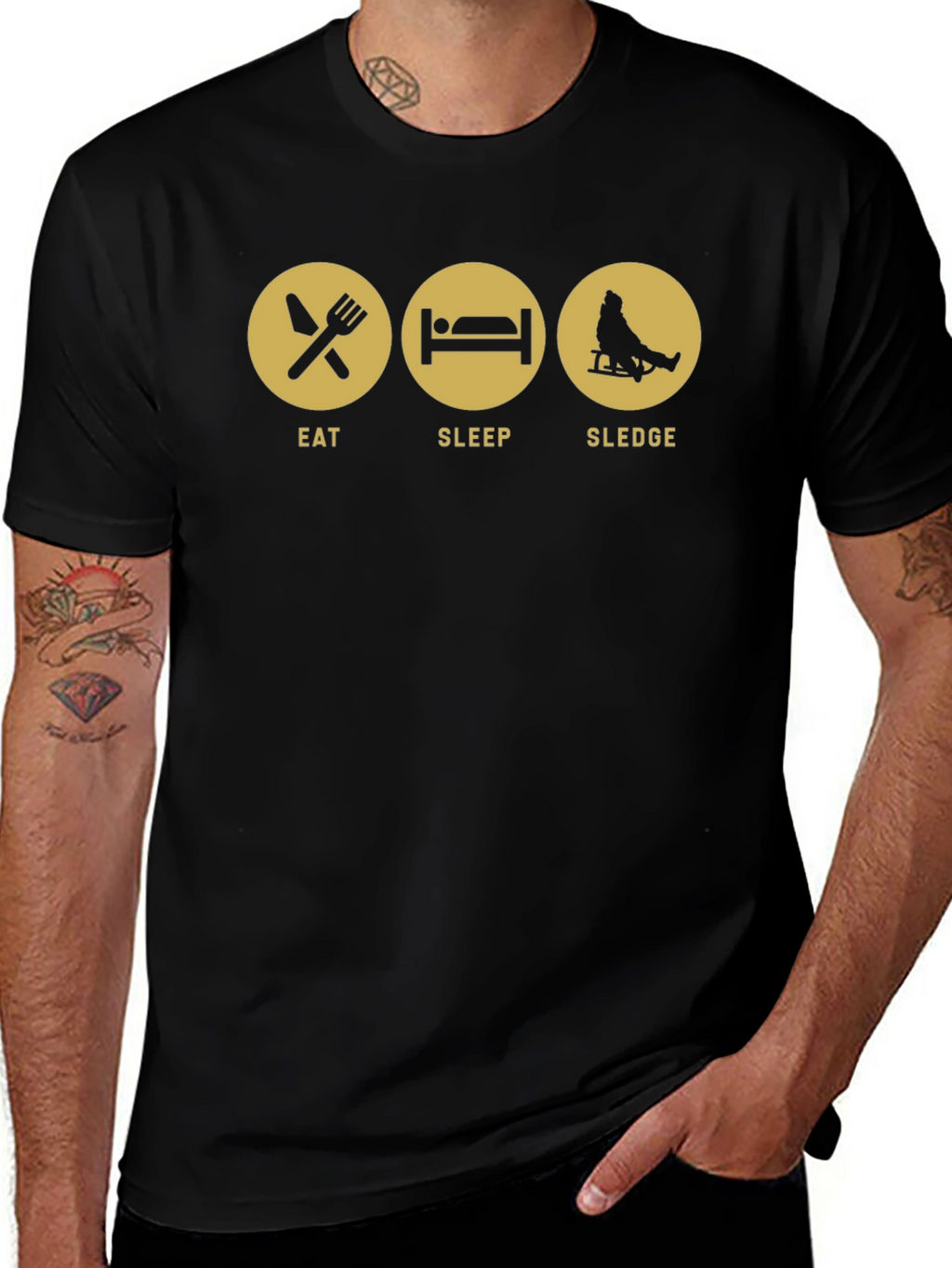 Eat Sleep Sledge Black Graphic Tee
