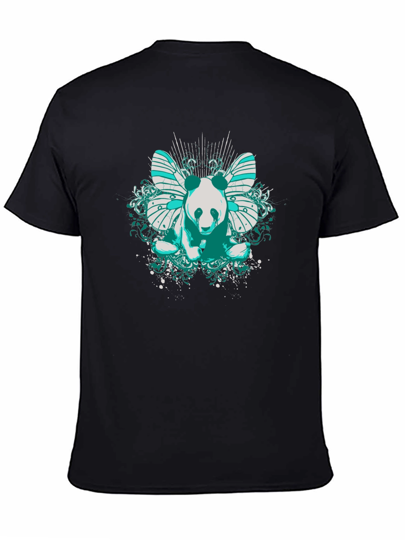 Panda Butterfly Graphic T-Shirt - Black