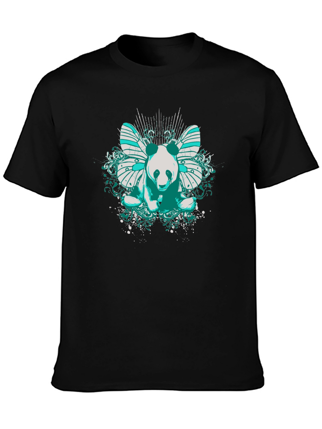 Panda Butterfly Graphic T-Shirt - Black