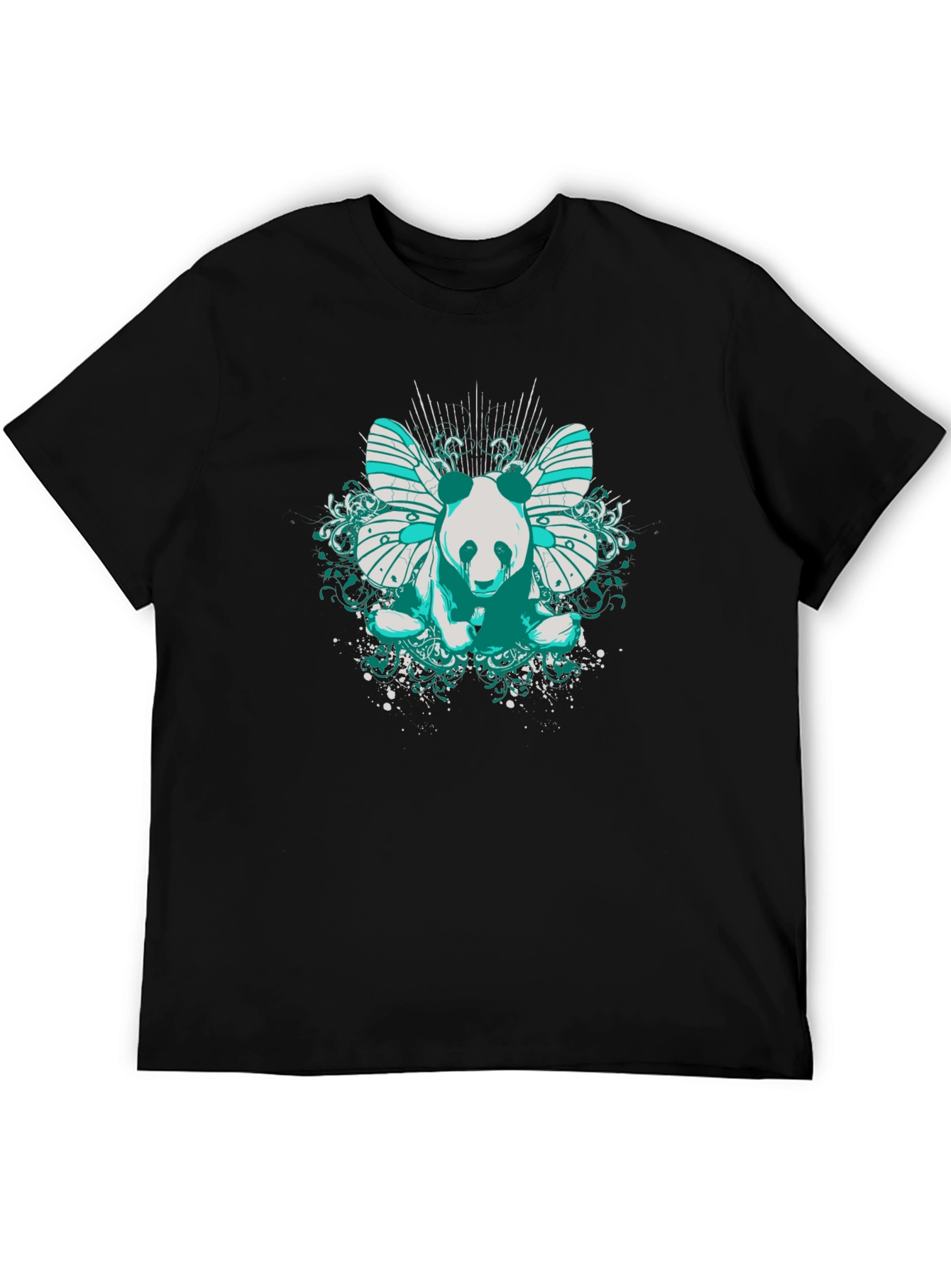 Panda Butterfly Graphic T-Shirt - Black