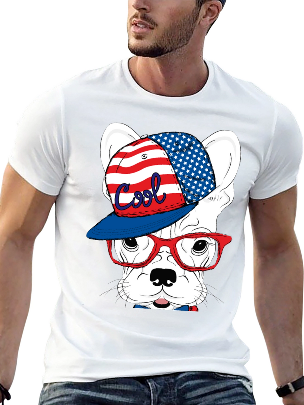 Cool Patriotic Dog T-Shirt