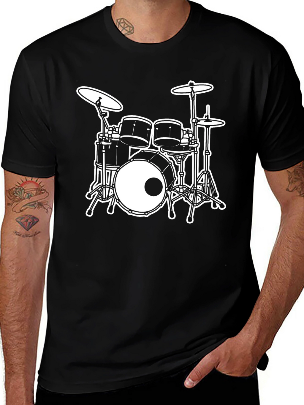 Drum Set Graphic Tee - Rock Music T-Shirt