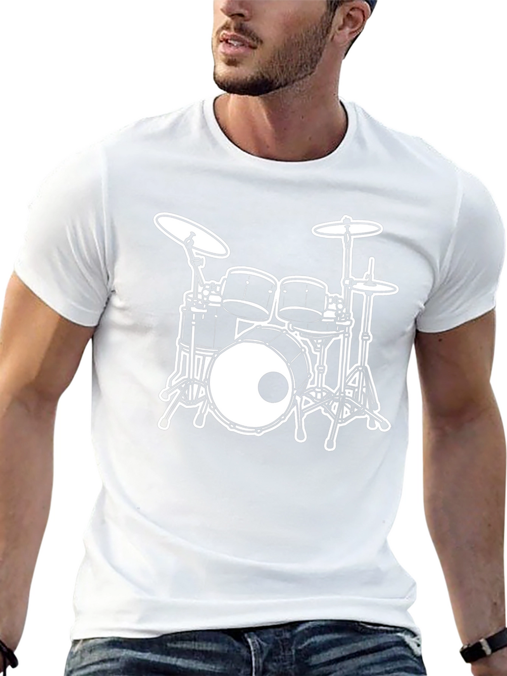 Drum Set Graphic Tee - Rock Music T-Shirt