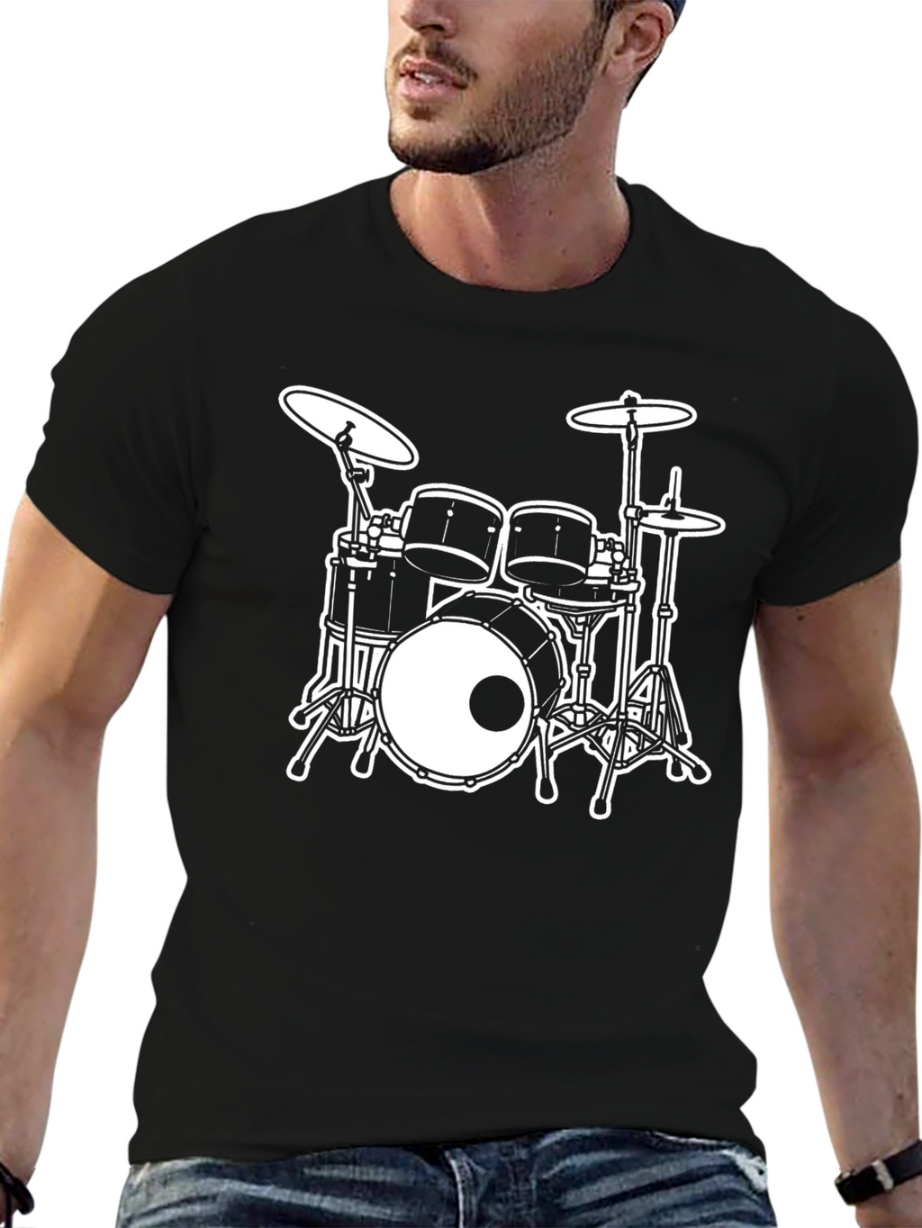 Drum Set Graphic Tee - Rock Music T-Shirt