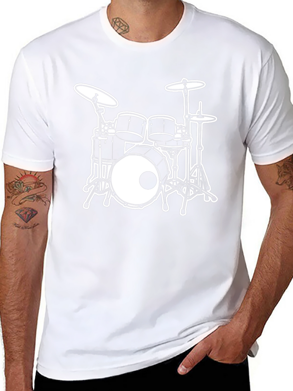 Drum Set Graphic Tee - Rock Music T-Shirt