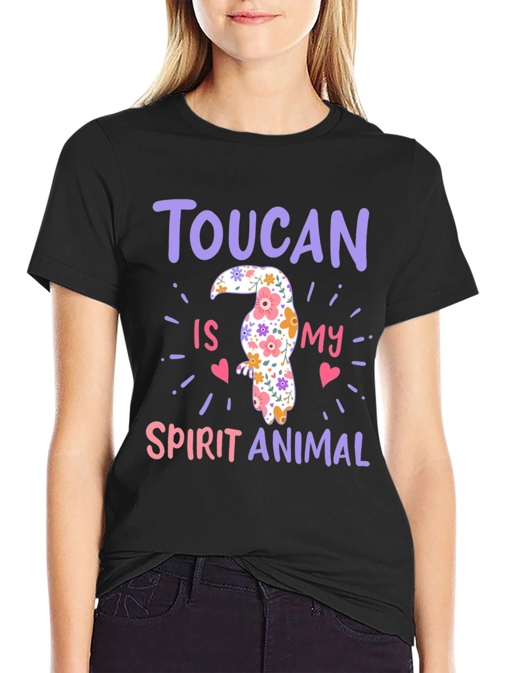 Toucan Spirit Animal Graphic Tee - Black