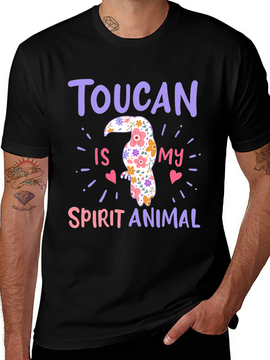 Toucan Spirit Animal Graphic Tee - Black