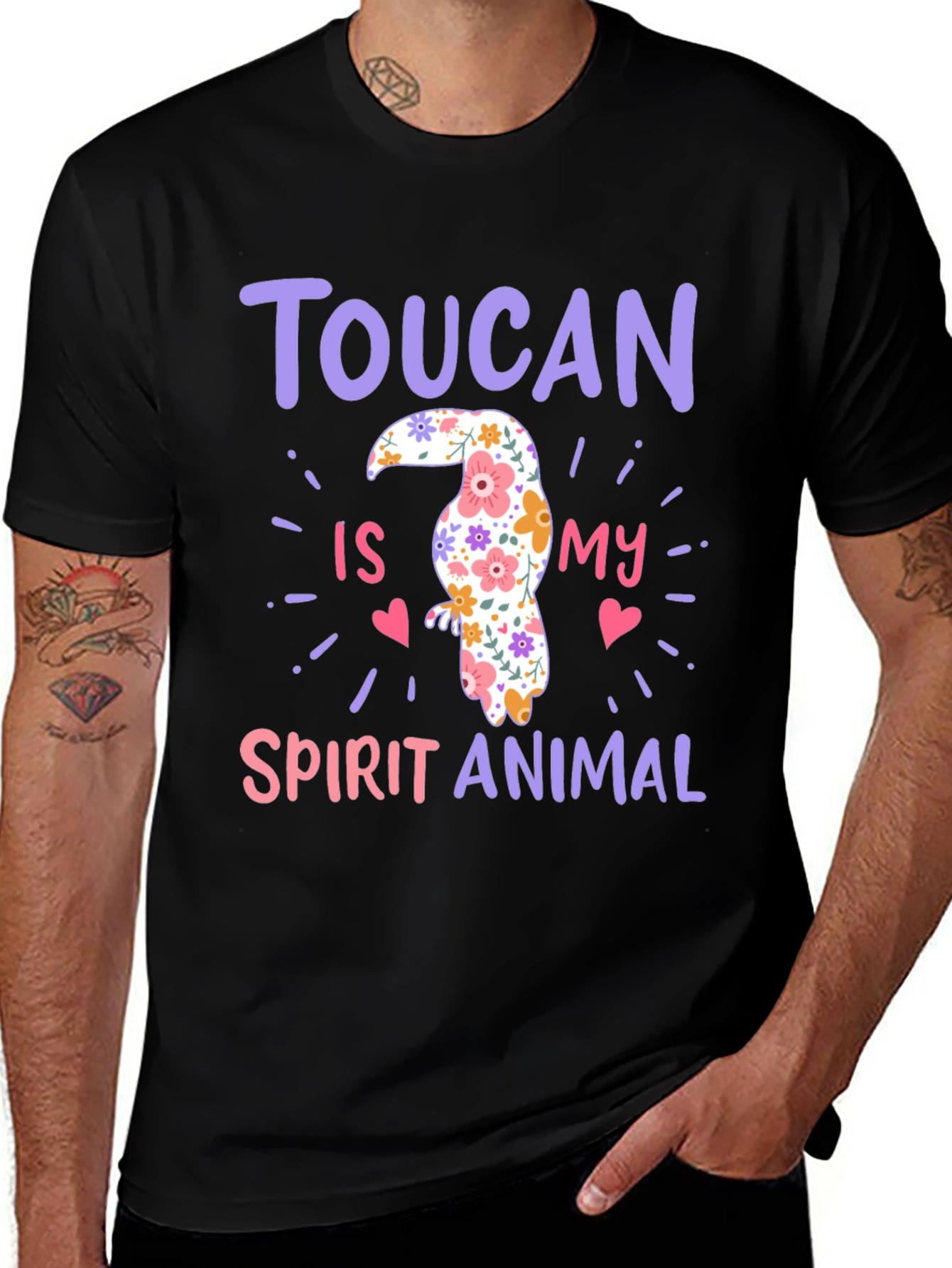 Toucan Spirit Animal Graphic Tee - Black