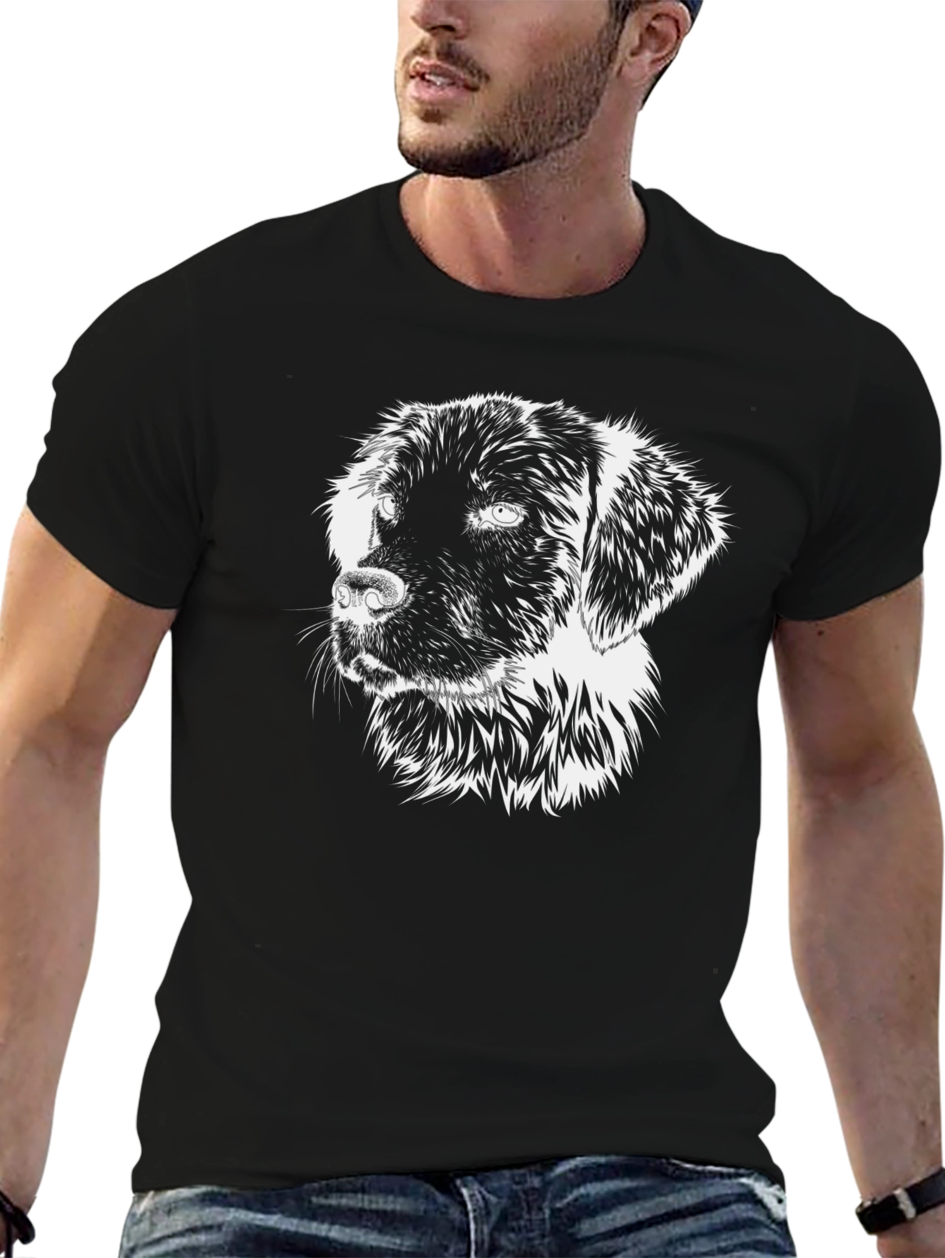 Dog Graphic Tee - Black Cotton Comfort