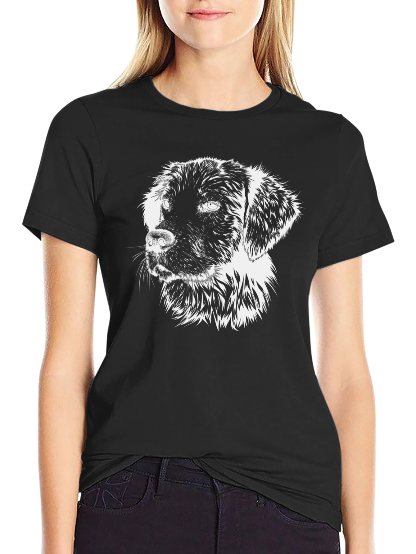 Dog Graphic Tee - Black Cotton Comfort
