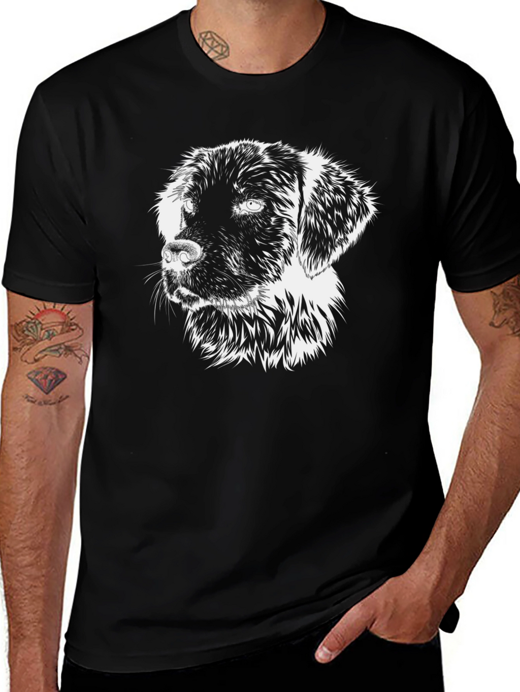 Dog Graphic Tee - Black Cotton Comfort