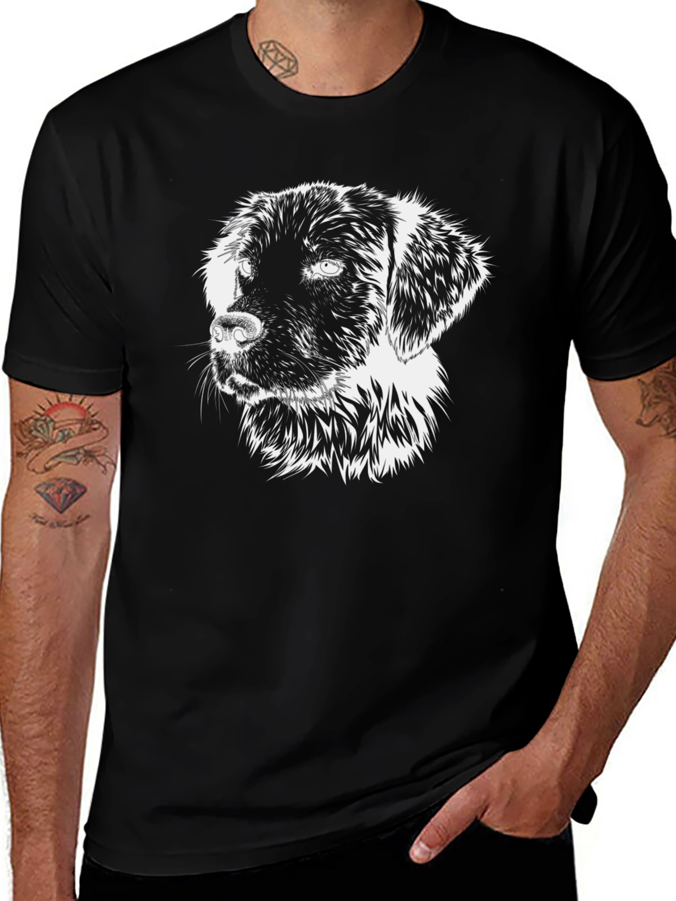 Dog Graphic Tee - Black Cotton Comfort