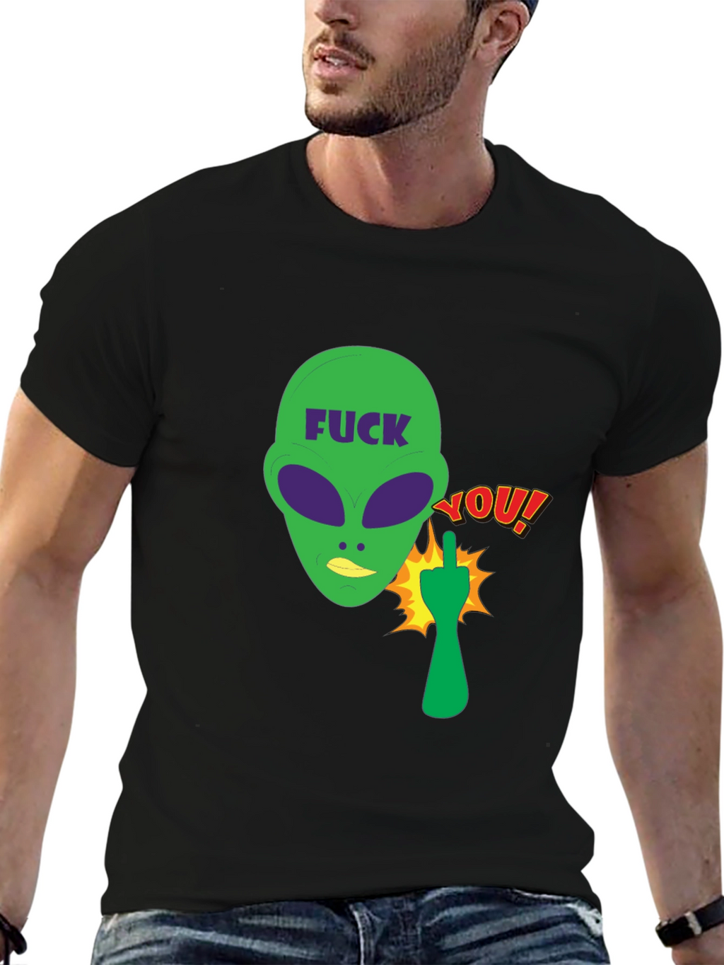 Offensive Alien Graphic Tee - Black
