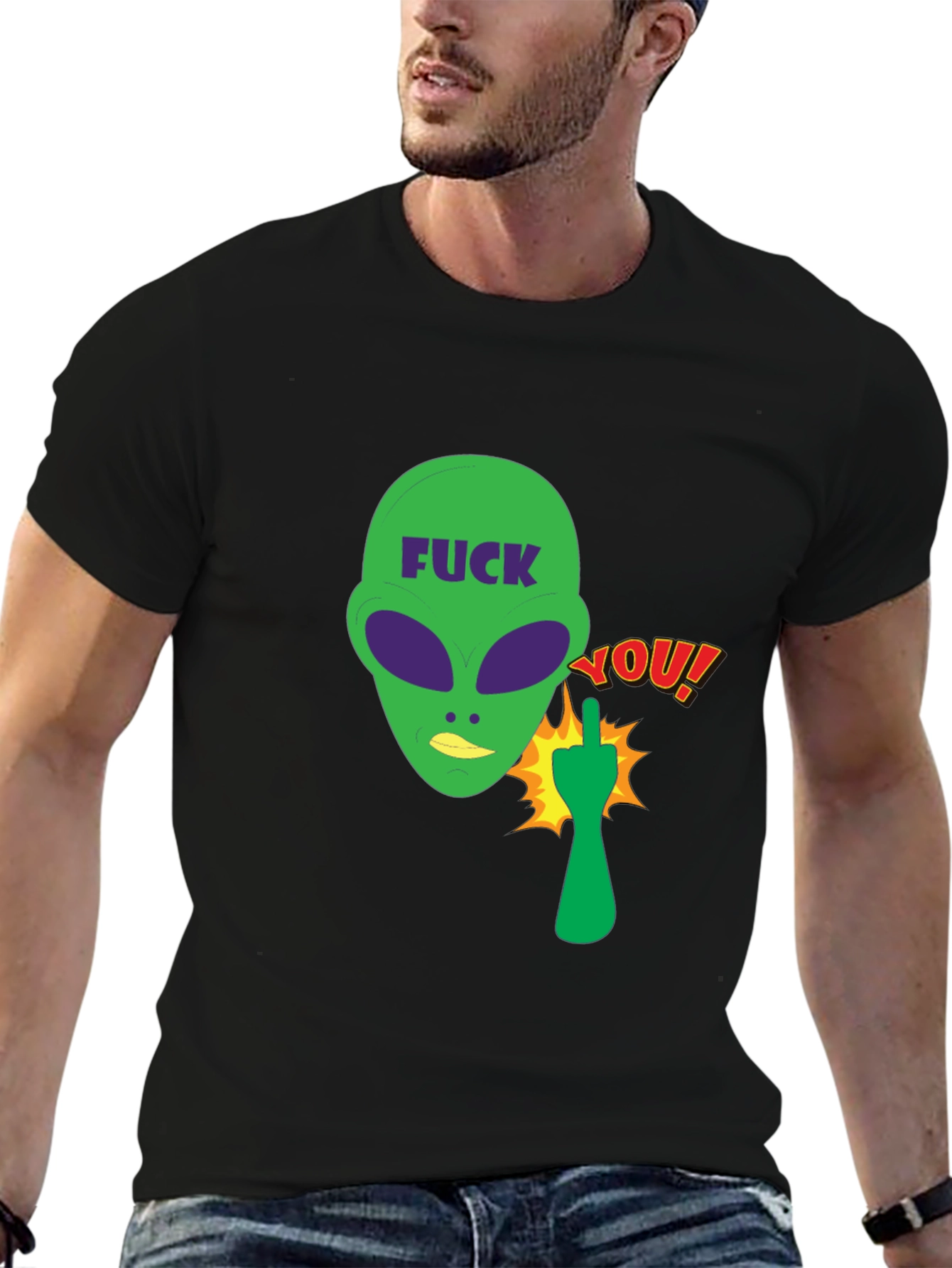 Offensive Alien Graphic Tee - Black