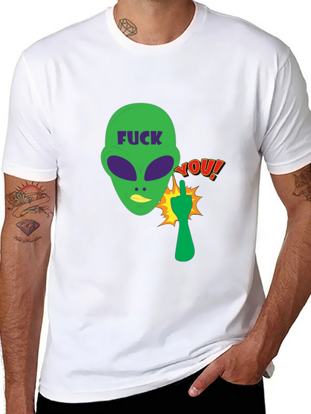 Offensive Alien Graphic Tee - Black