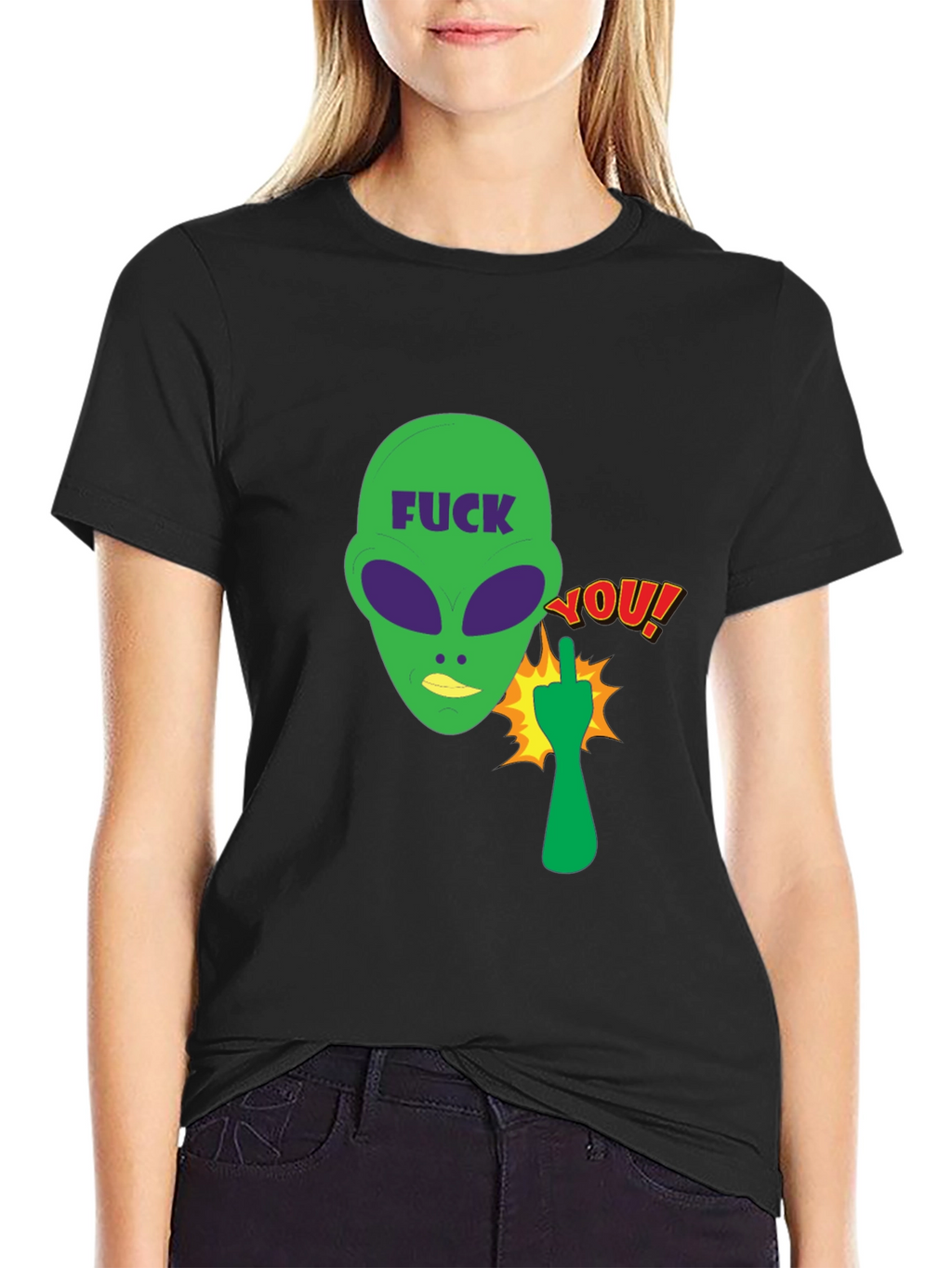 Offensive Alien Graphic Tee - Black