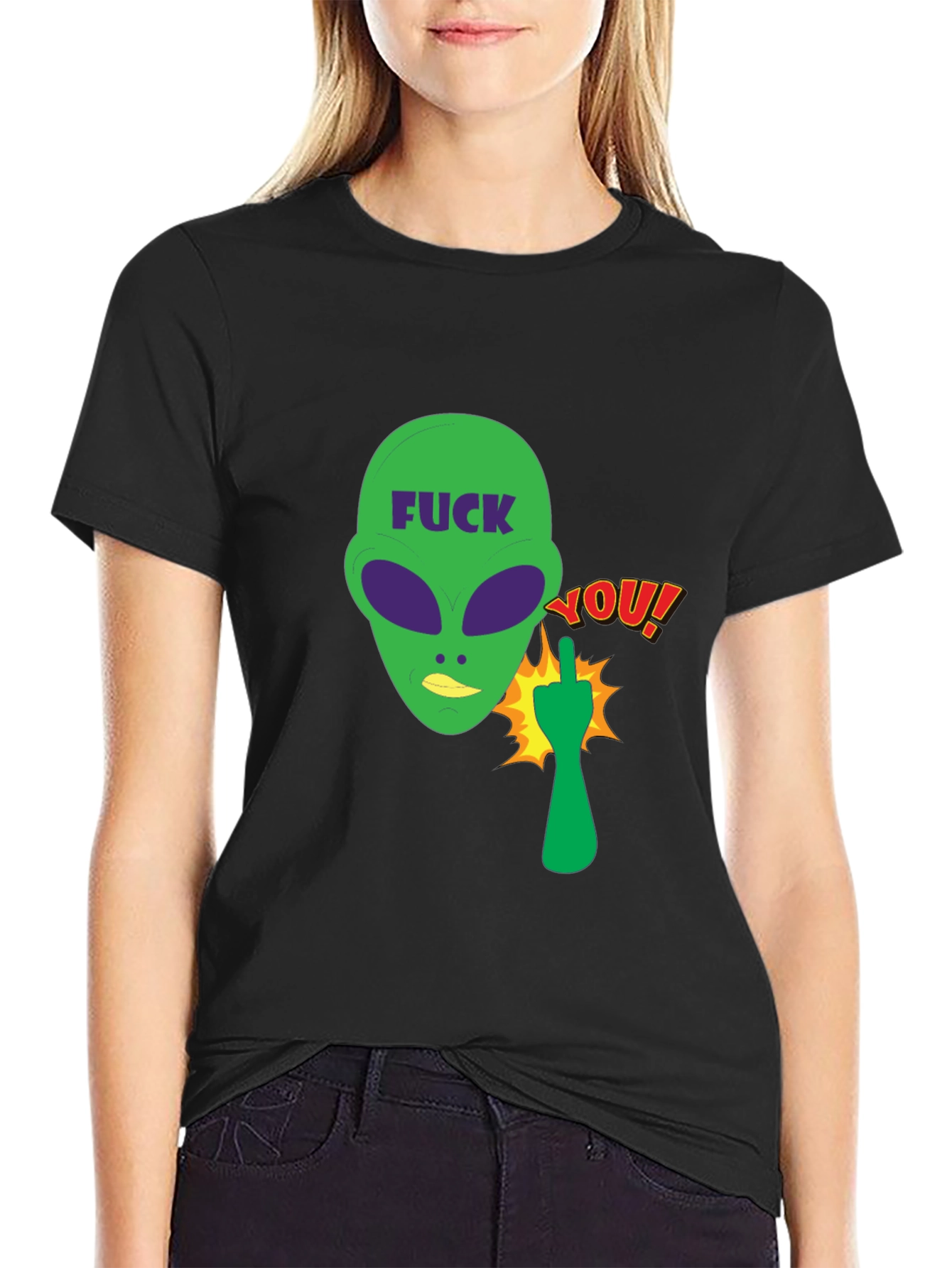 Offensive Alien Graphic Tee - Black