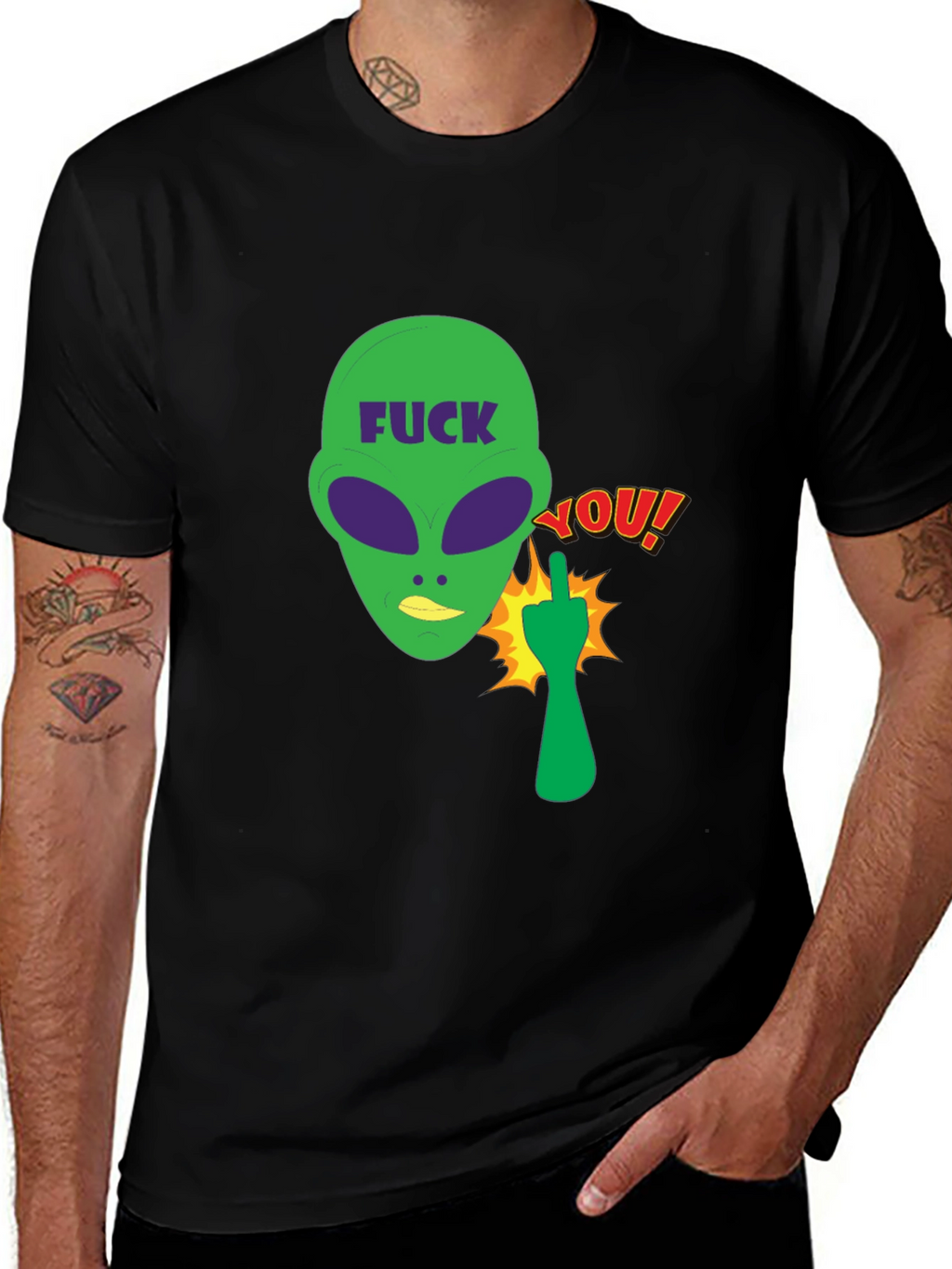 Offensive Alien Graphic Tee - Black