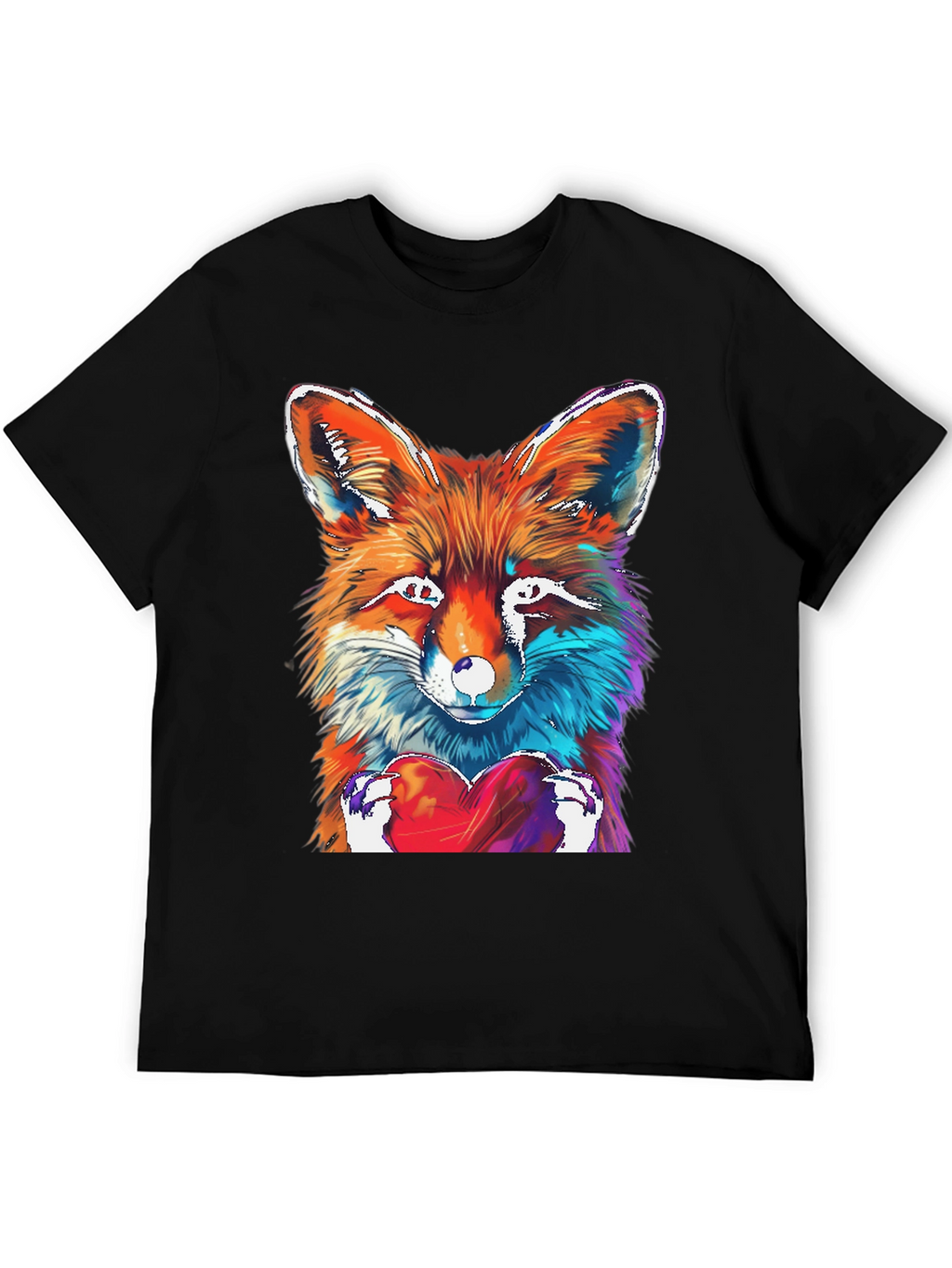 Fox Heart Graphic Tee - Unique Artistic Design