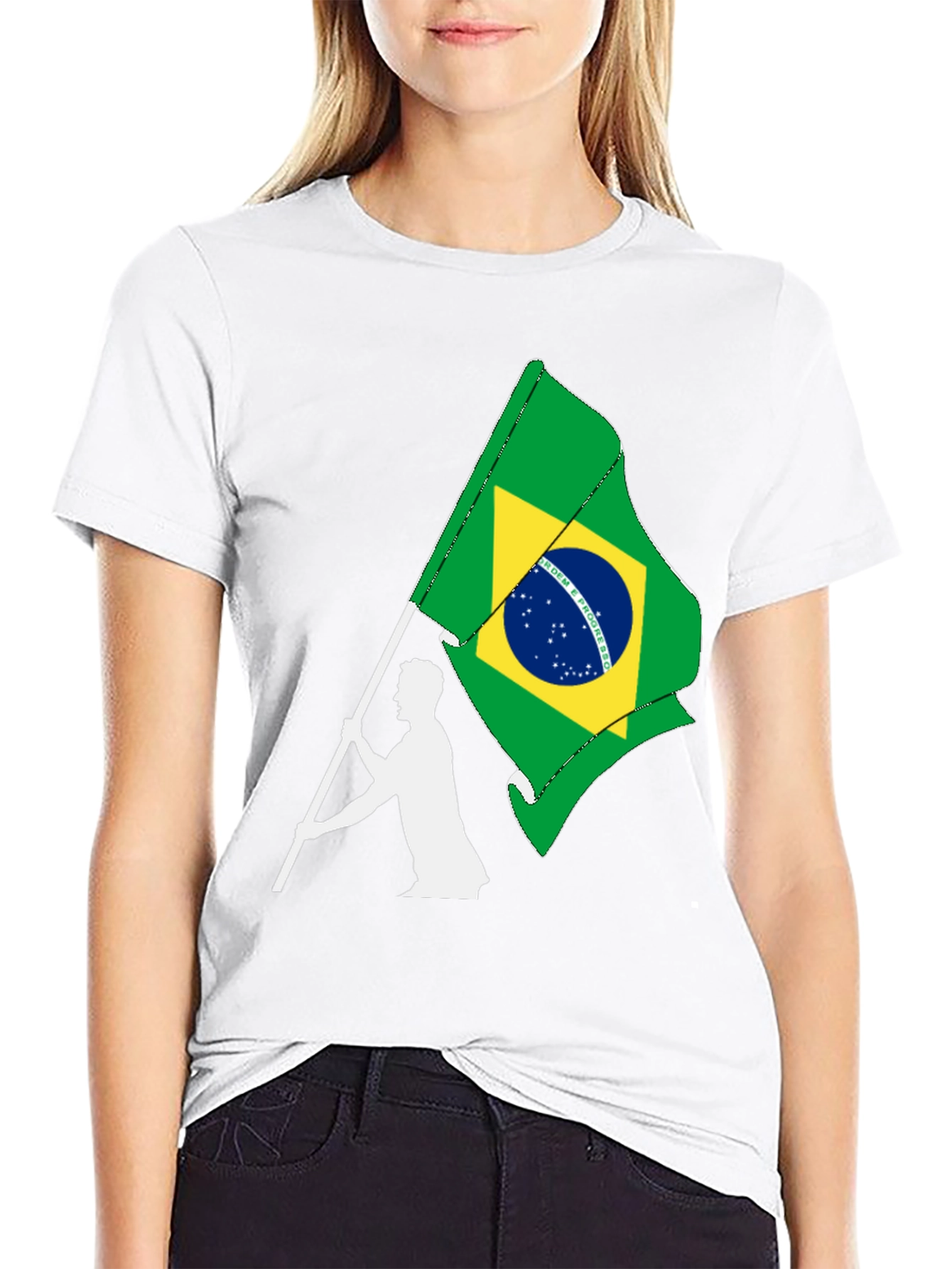 Brazil Flag Graphic Tee - Black Cotton T-Shirt