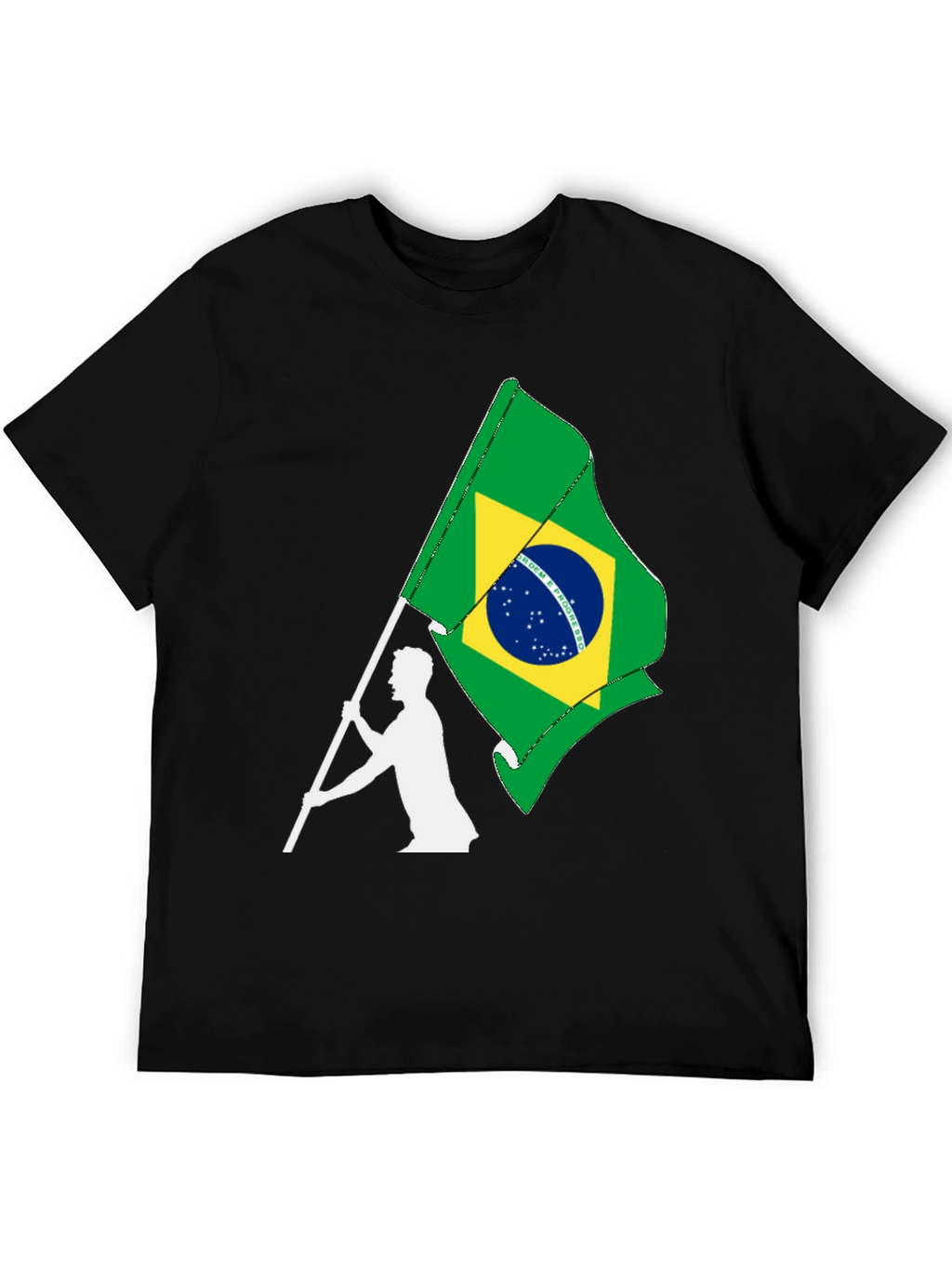 Brazil Flag Graphic Tee - Black Cotton T-Shirt