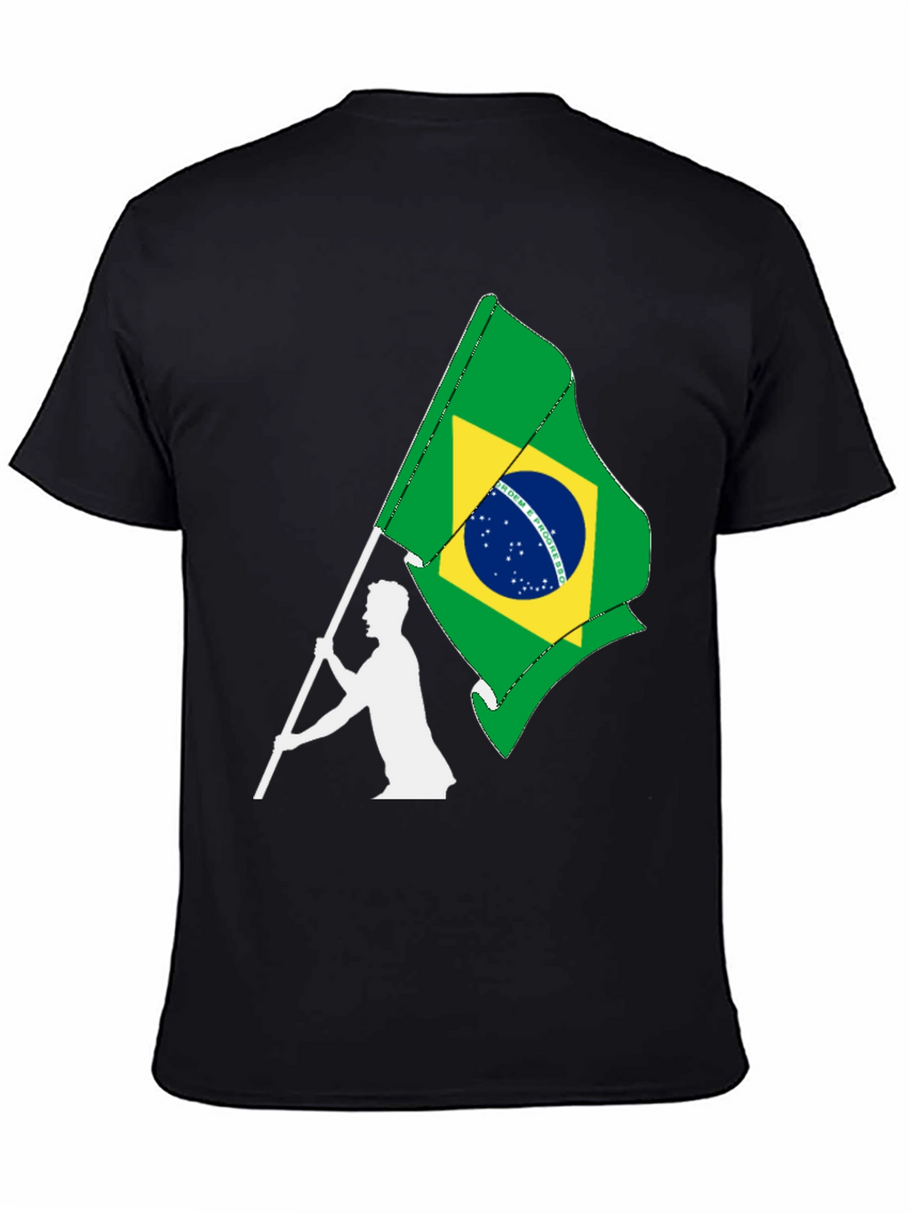 Brazil Flag Graphic Tee - Black Cotton T-Shirt