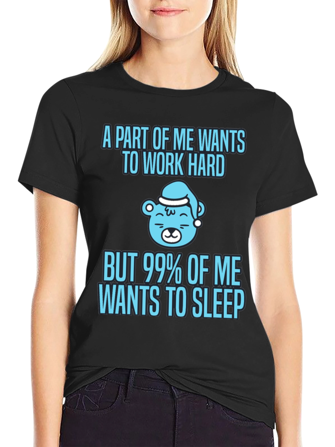 Funny Sleepy Bear T-Shirt - Work Hard Sleep Harder