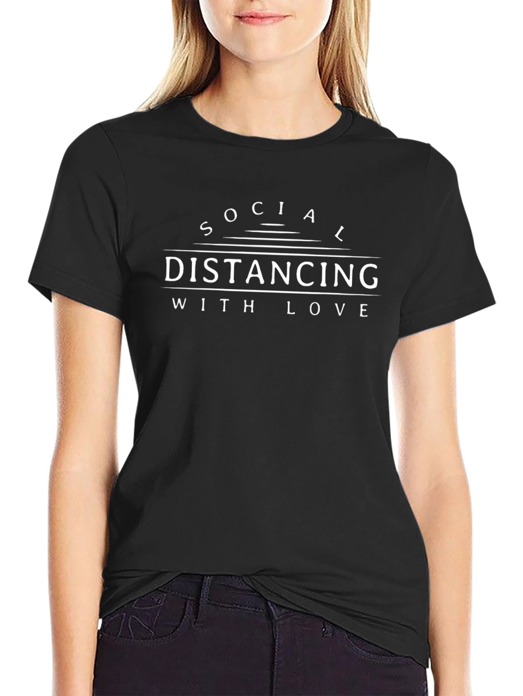 Social Distancing With Love Black Graphic Tee