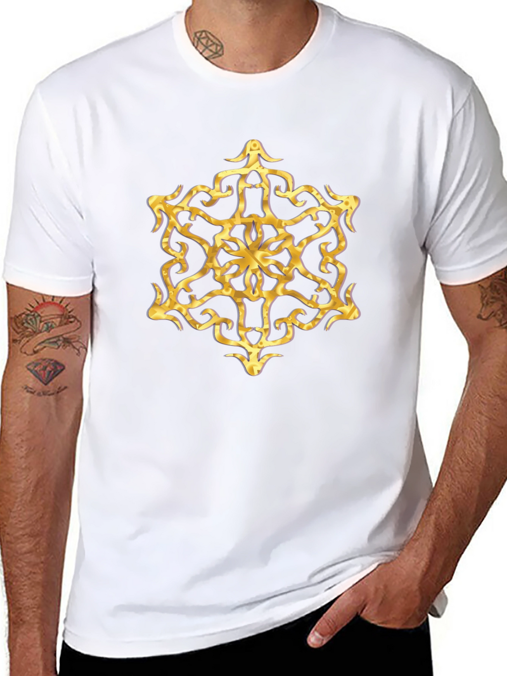 Golden Mandala Graphic Tee - Stylish Mens Black T-Shirt
