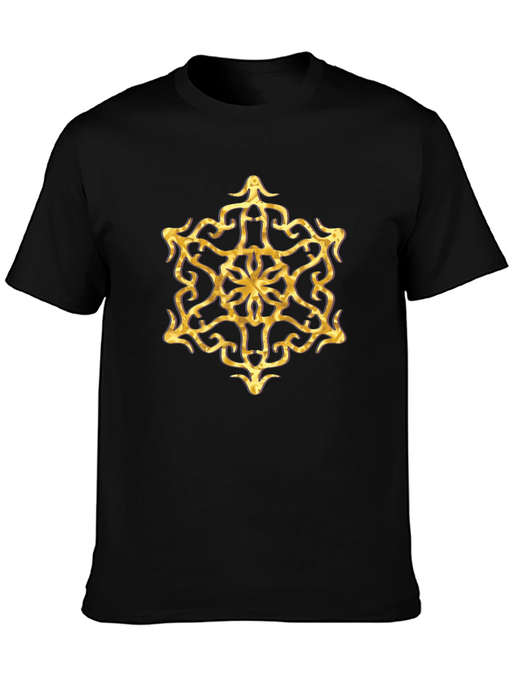Golden Mandala Graphic Tee - Stylish Mens Black T-Shirt