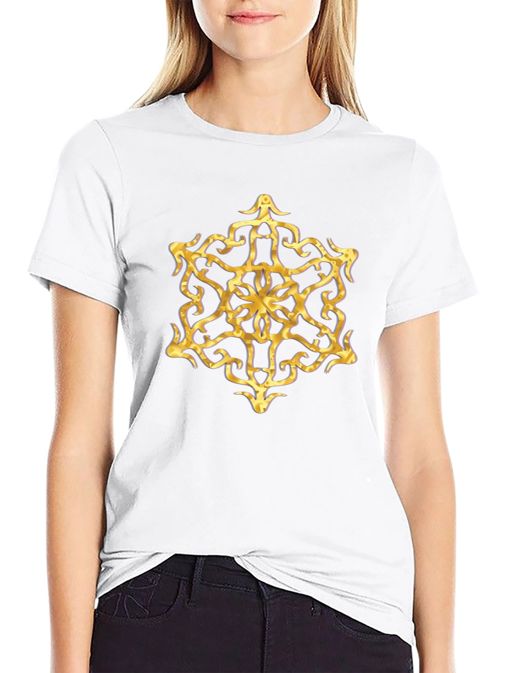 Golden Mandala Graphic Tee - Stylish Mens Black T-Shirt