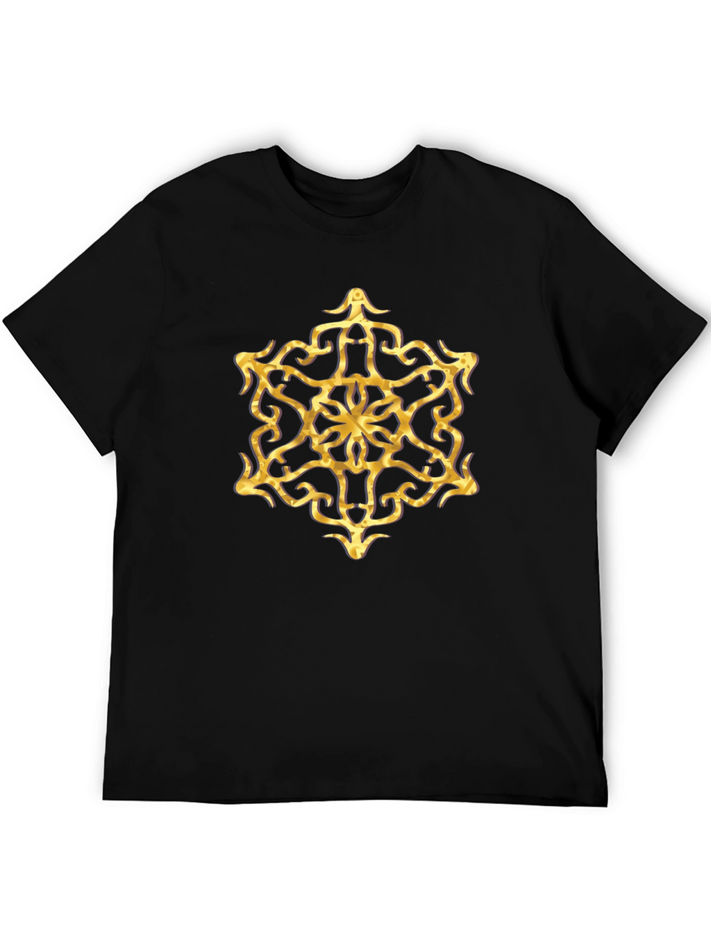 Golden Mandala Graphic Tee - Stylish Mens Black T-Shirt